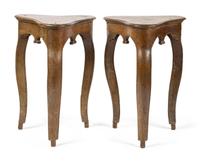 A Pair of French Provincial Walnut Trefoil Side Tables