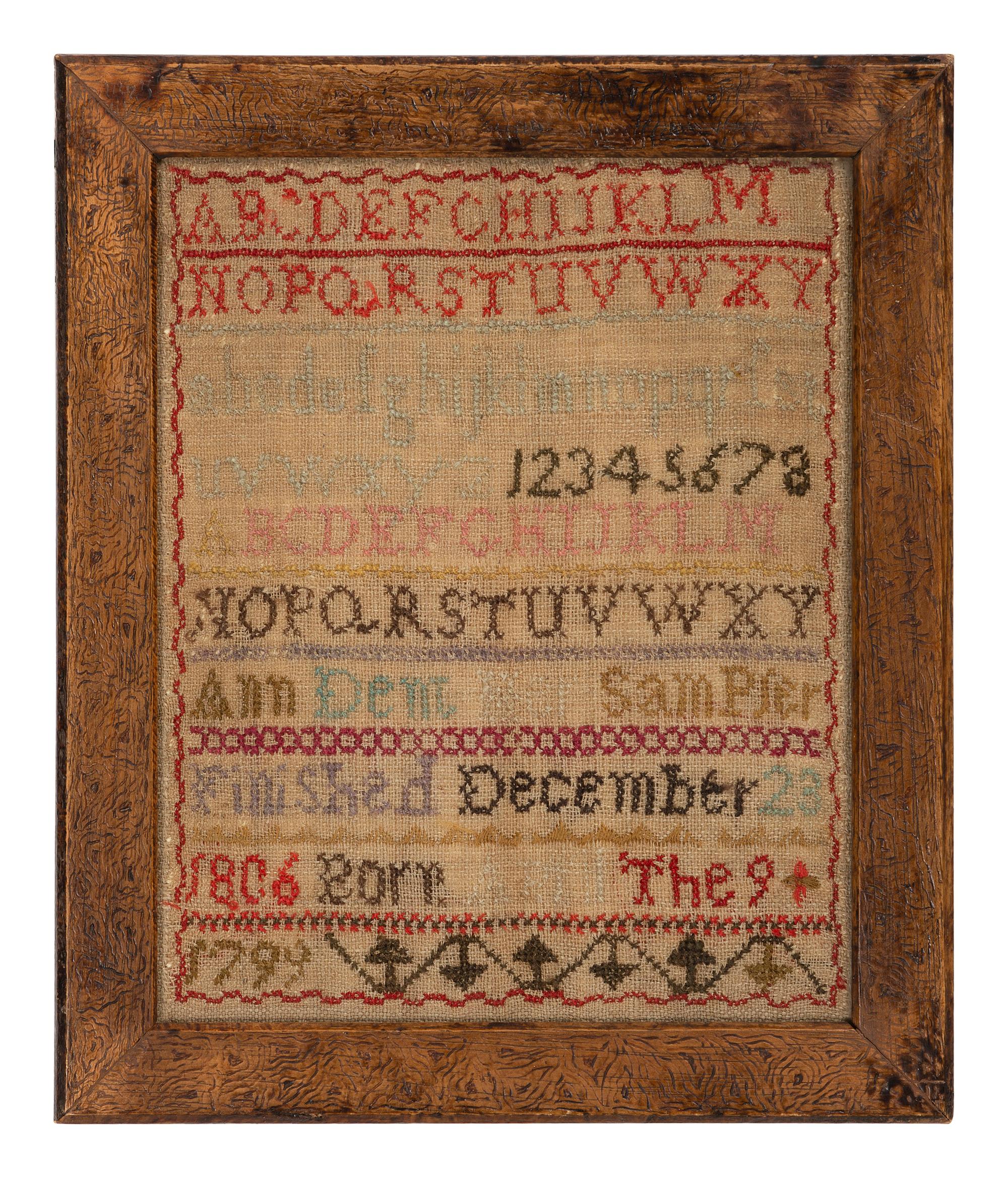Four Needlework Embroidered Schoolgirl’s Samplers