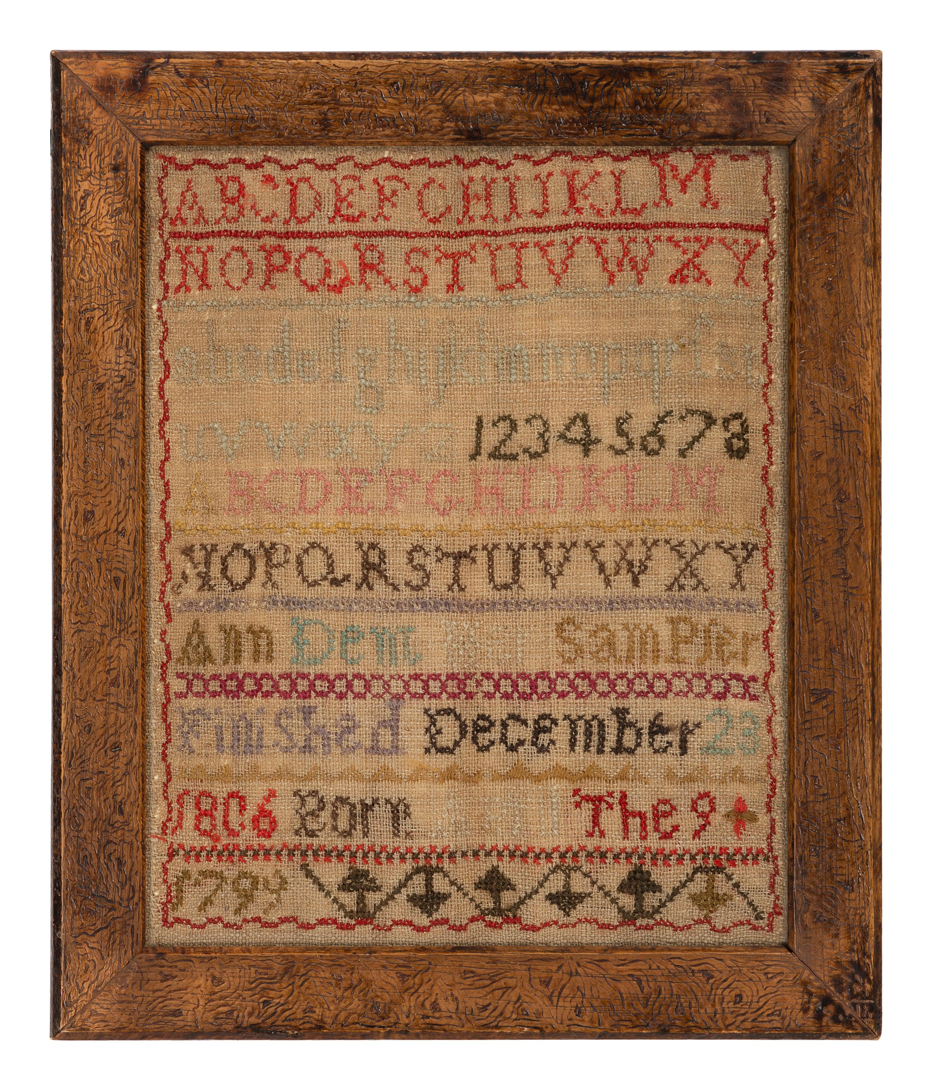 Four Needlework Embroidered Schoolgirl’s Samplers