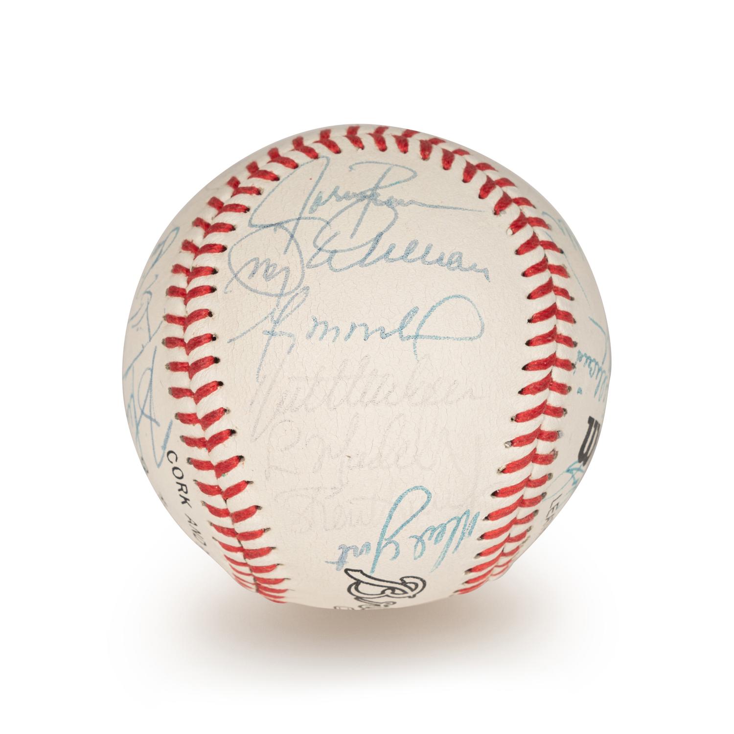 A 1994 Atlanta Braves Team Signed Autograph Baseball With 27 Signatures (Beckett Authentication Services Letter BAS Certified),