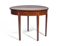 A Federal Inlaid Mahogany Demilune Card Table