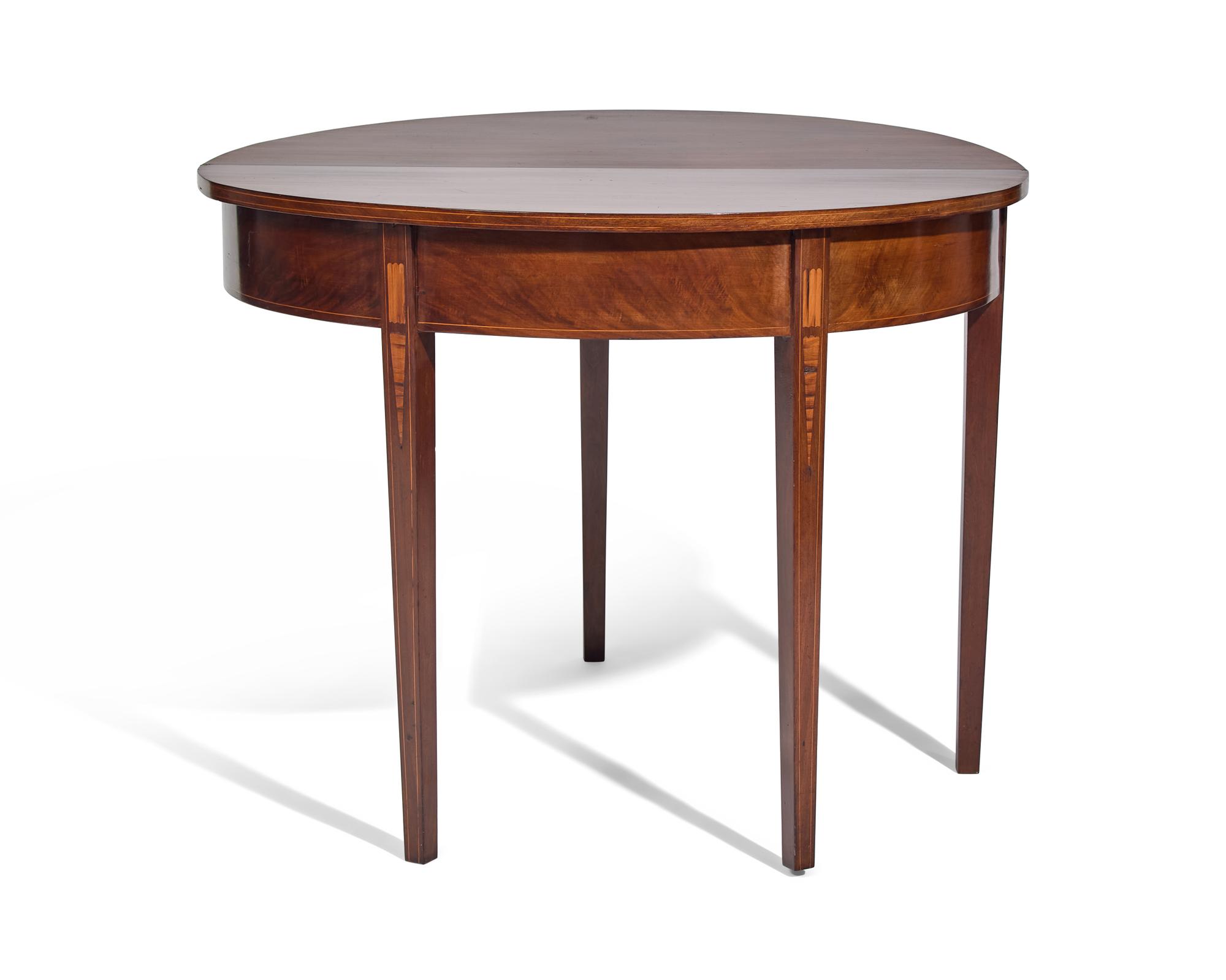 A Federal Inlaid Mahogany Demilune Card Table