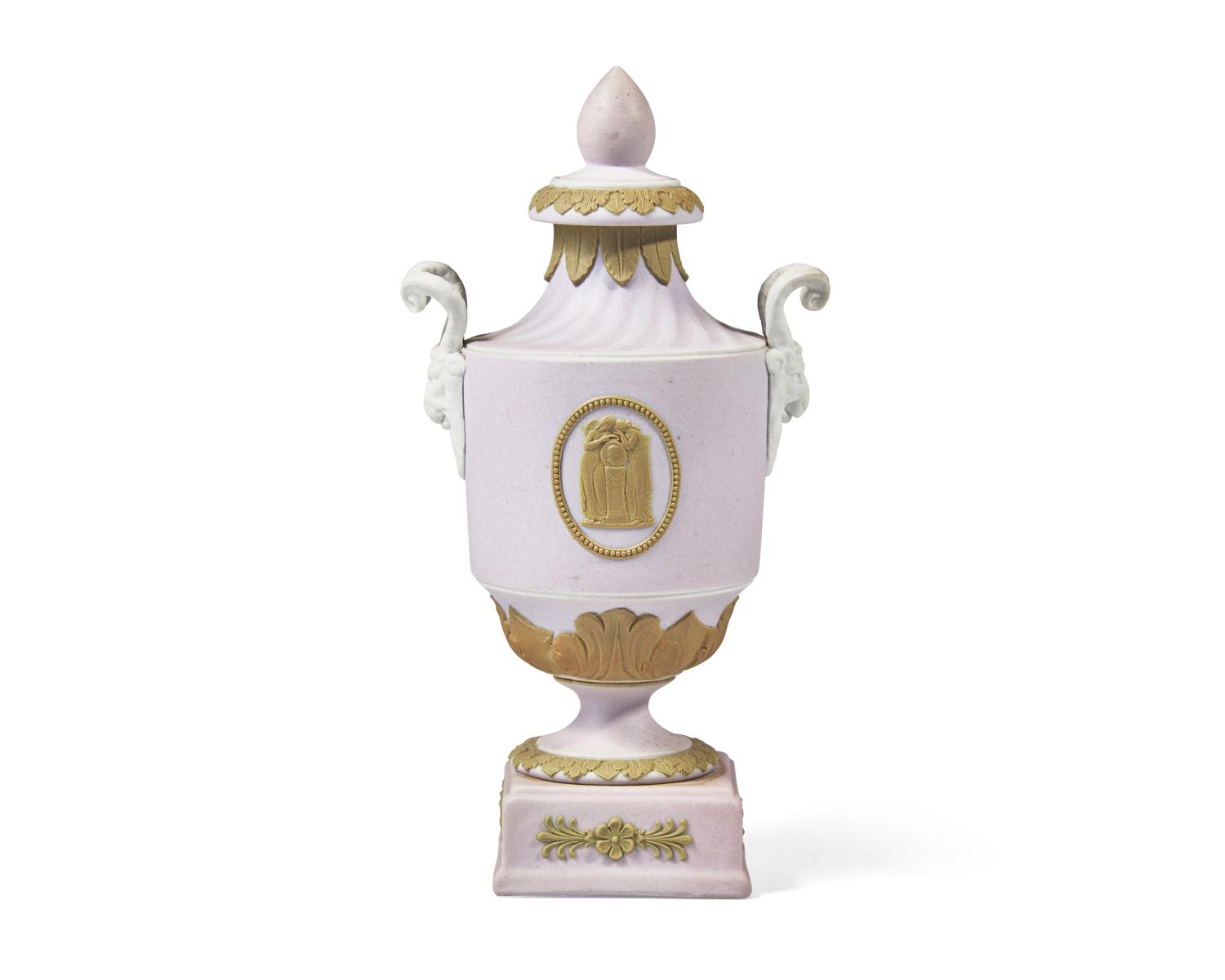 A Miniature Wedgwood Tricolor Jasperware Vase and Cover