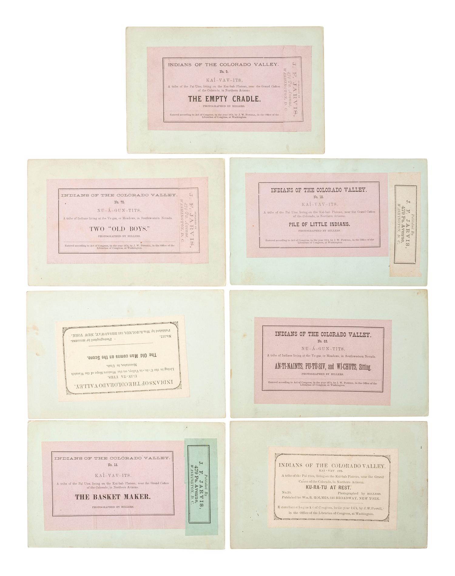 [NATIVE AMERICANS]. HILLERS, John K., photographer. A group of 13 Powell Expedition stereoviews featuring Native American subjects, comprising: