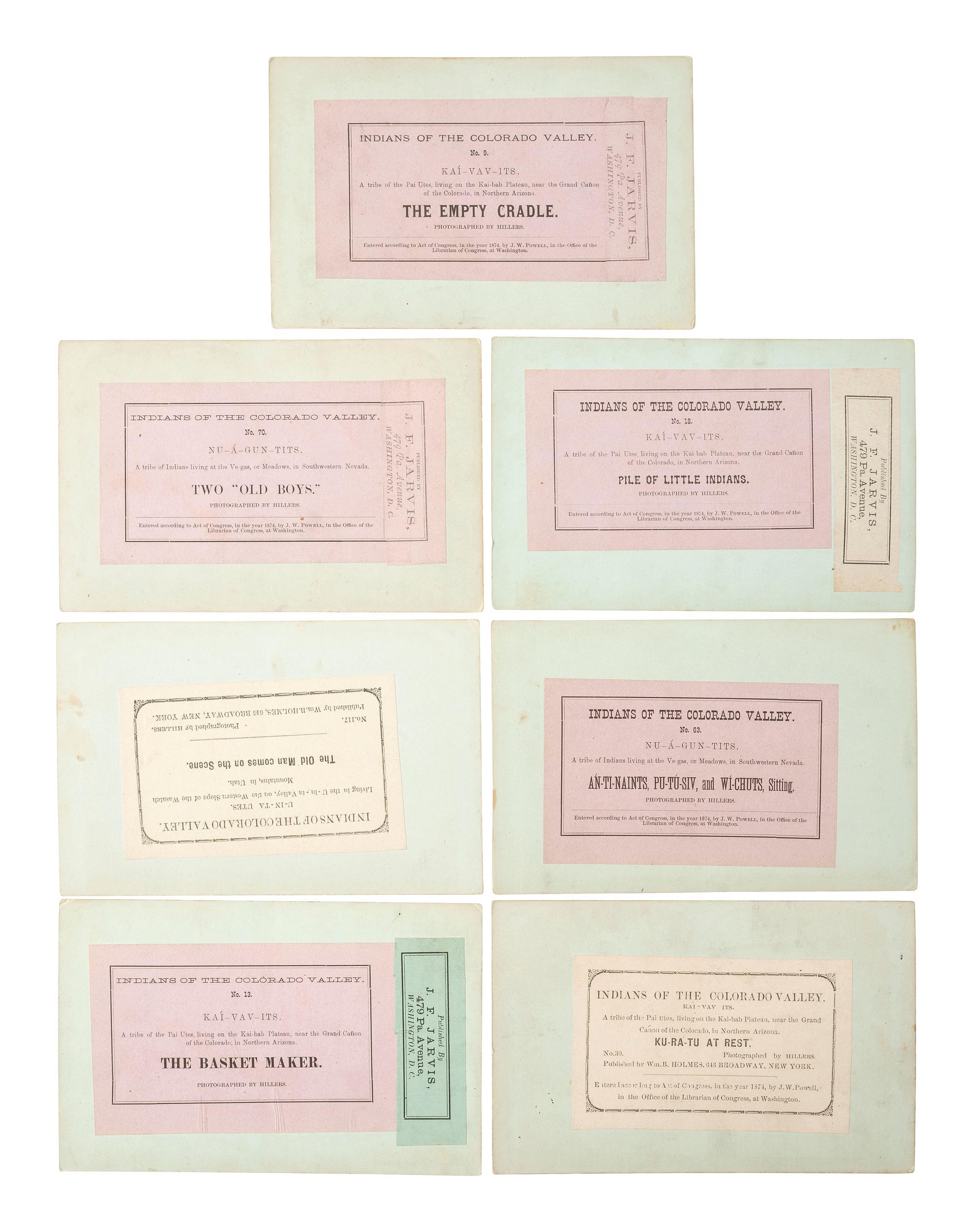 [NATIVE AMERICANS]. HILLERS, John K., photographer. A group of 13 Powell Expedition stereoviews featuring Native American subjects, comprising: