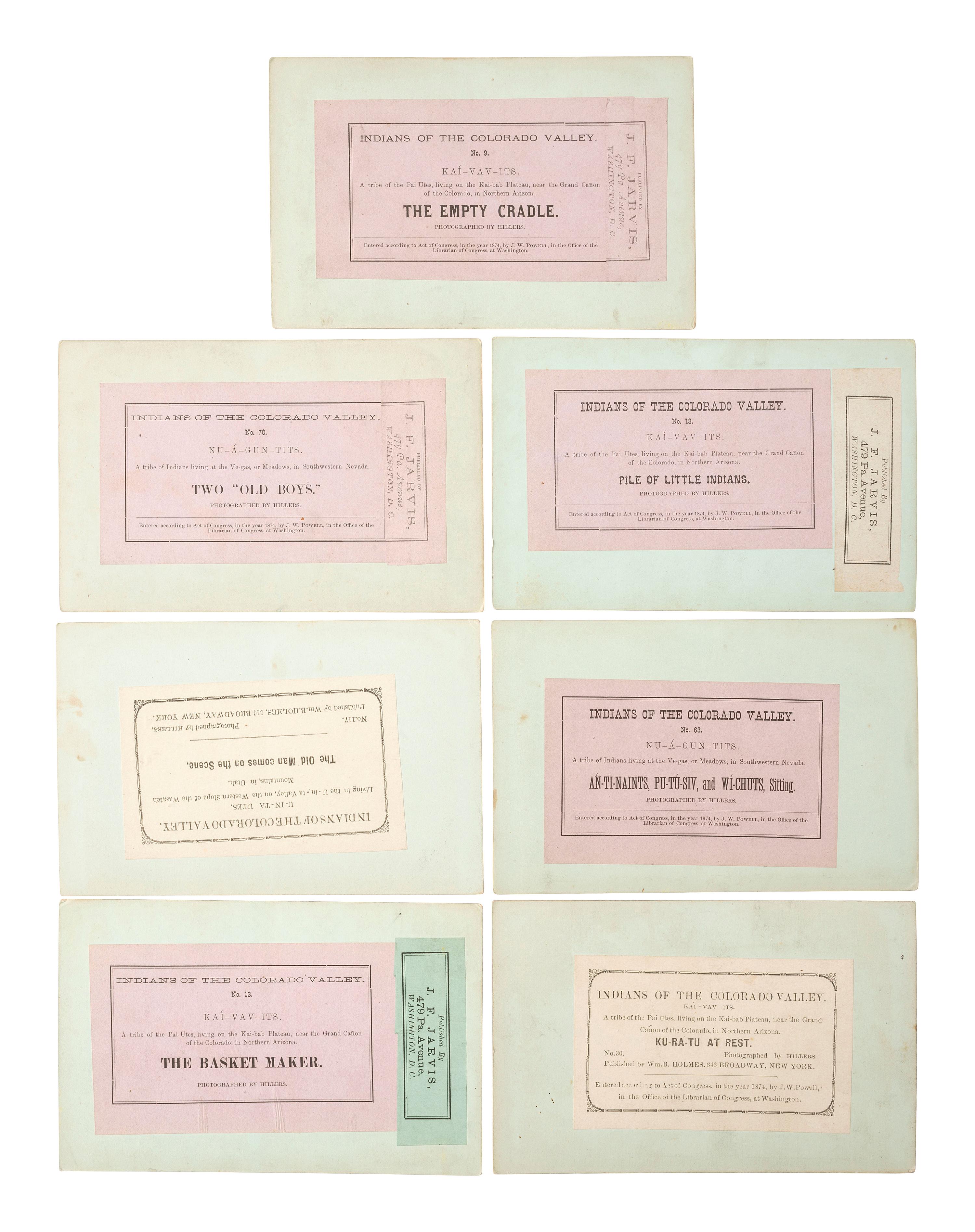 [NATIVE AMERICANS]. HILLERS, John K., photographer. A group of 13 Powell Expedition stereoviews featuring Native American subjects, comprising: