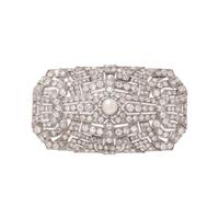 DIAMOND AND CULTURED PEARL BROOCH