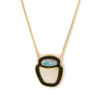 An 18 Karat Yellow Gold, Opal and Enamel Pendant Necklace, 8.60 dwts.