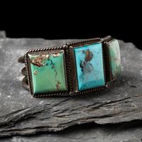 Mark Chee (Diné, 1914-1981) — Sterling Silver and Turquoise Cuff Bracelet