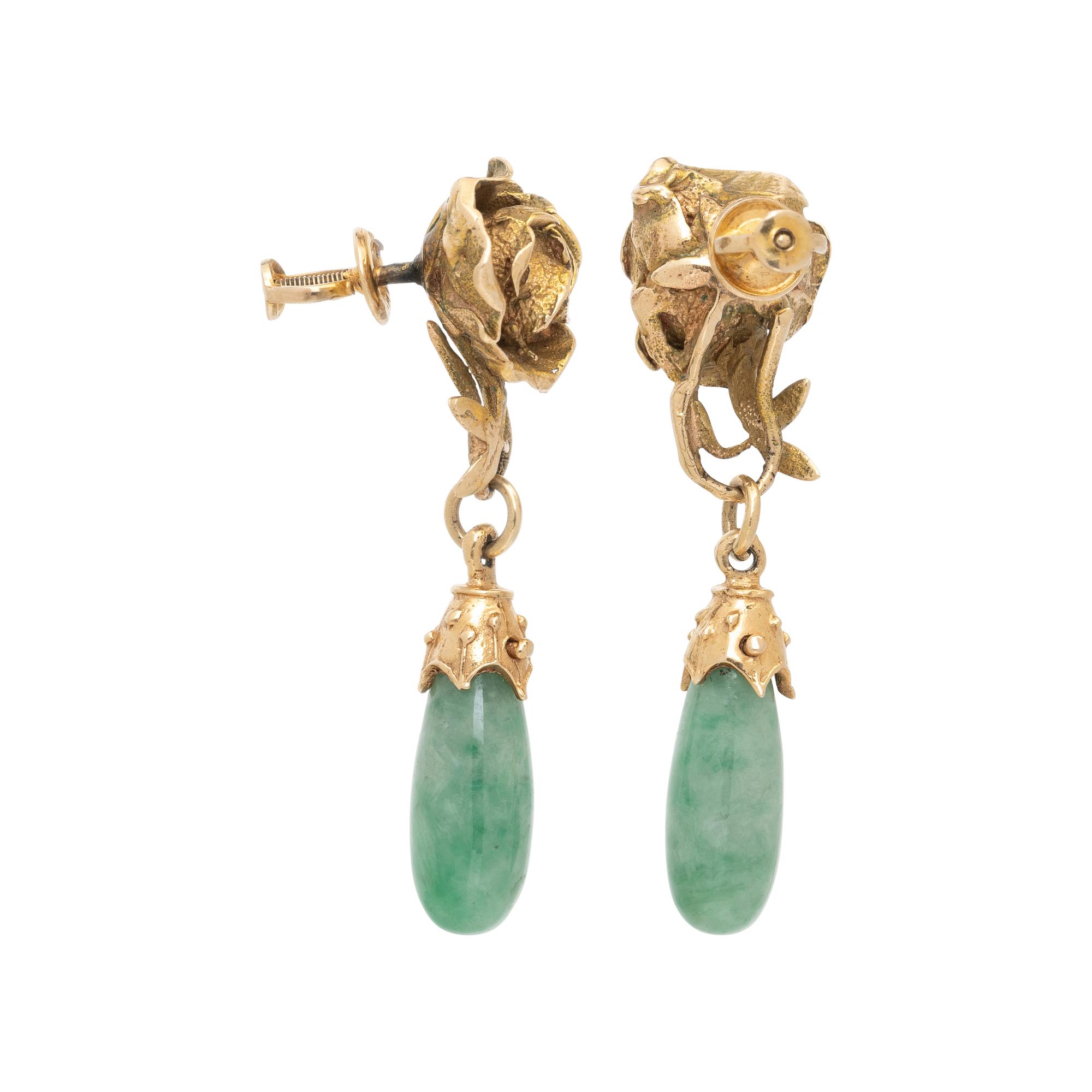 YELLOW GOLD AND JADE EARRINGS
