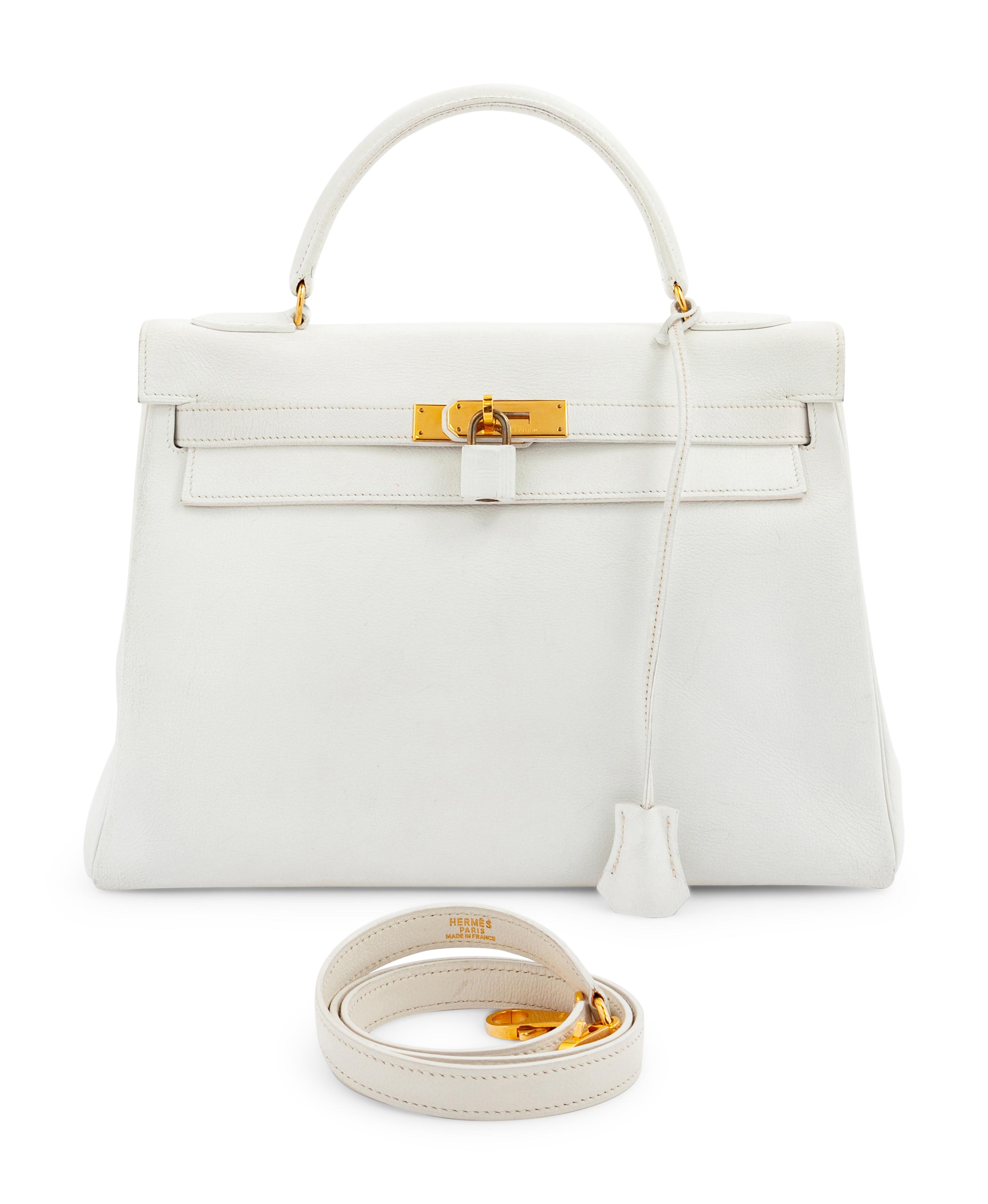 Hermès White Leather Kelly Bag 32cm, 1986
