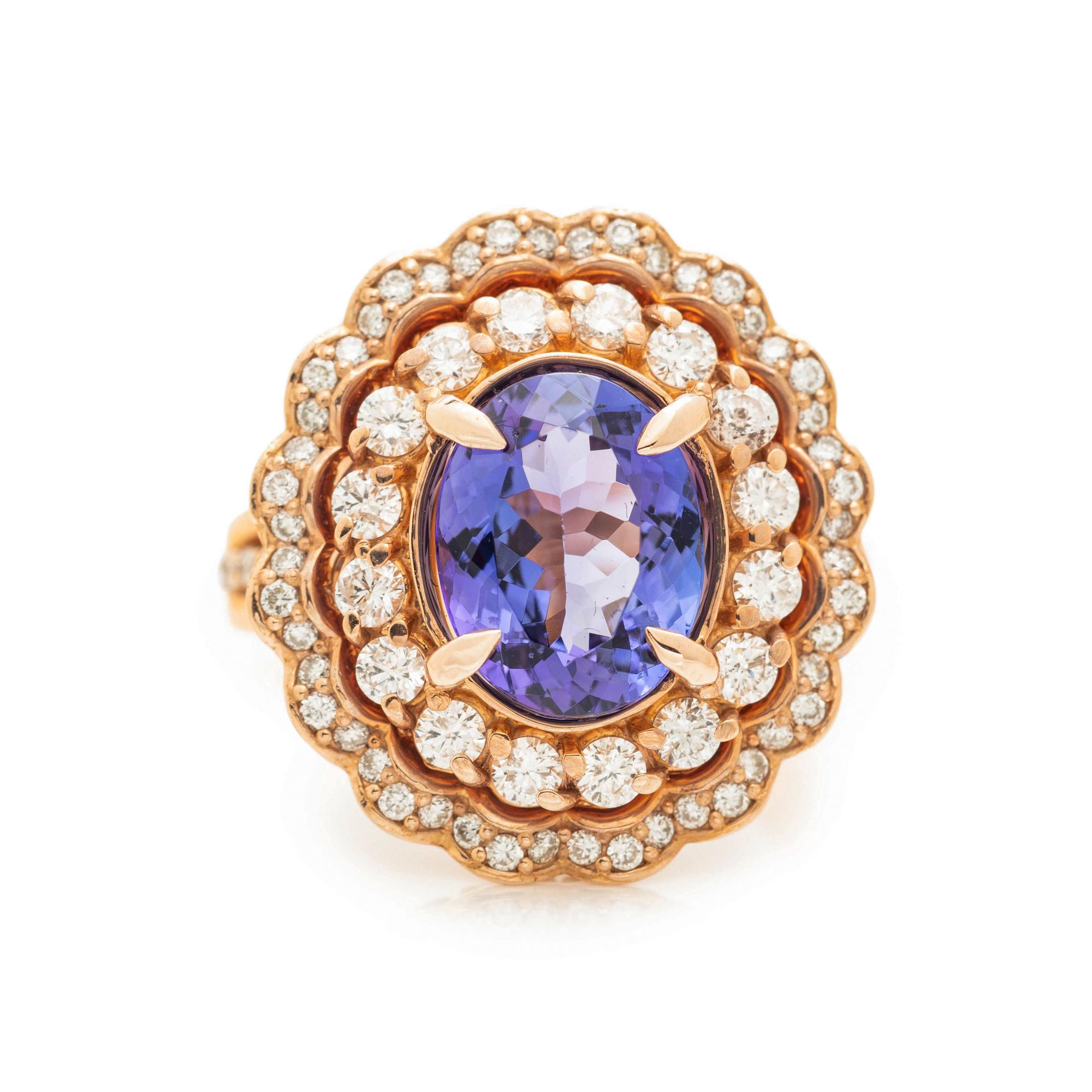 TANZANITE AND DIAMOND RING