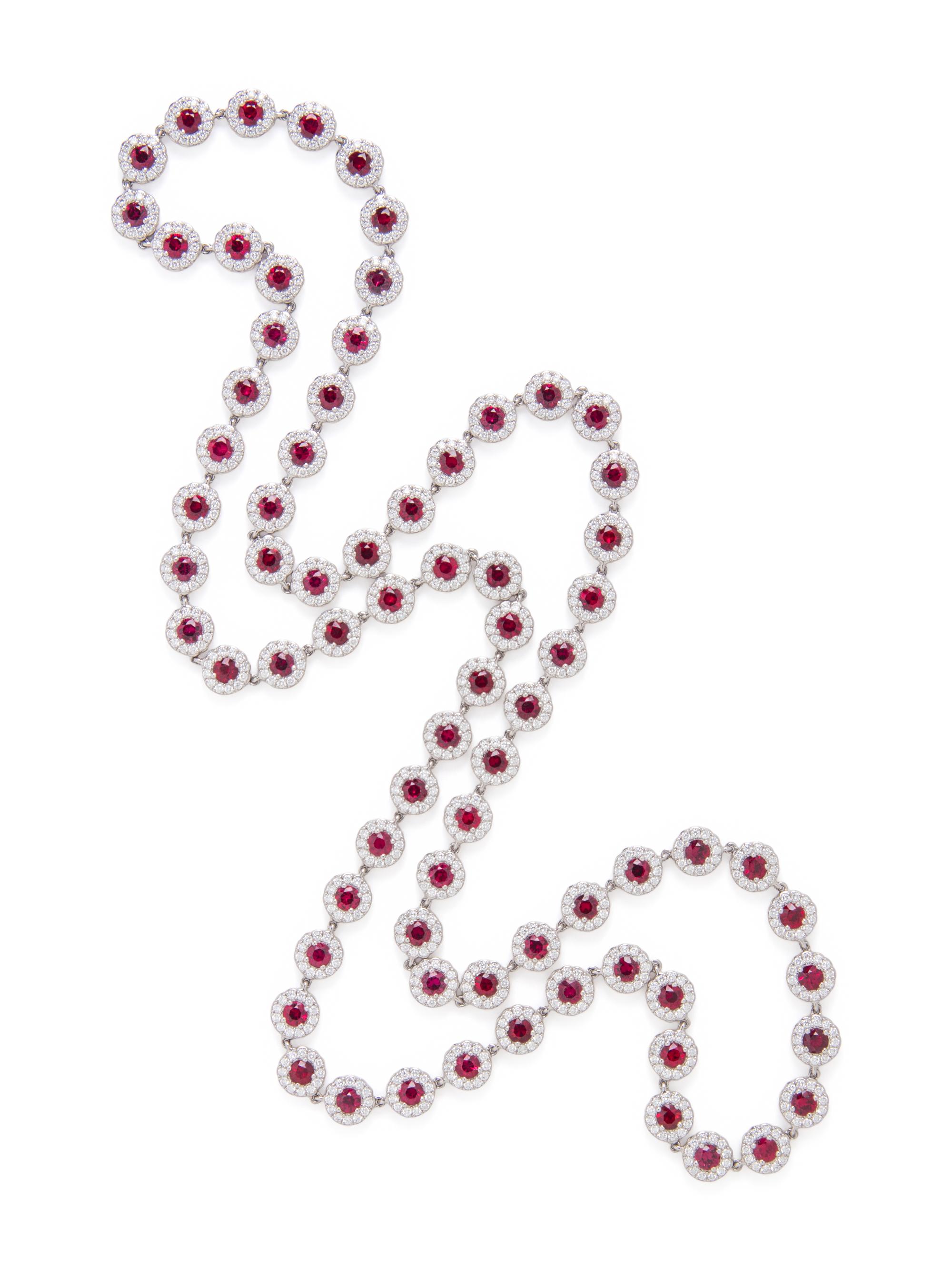 TIFFANY & CO., RUBY, DIAMOND, AND PLATINUM 'COBBLESTONE' NECKLACE