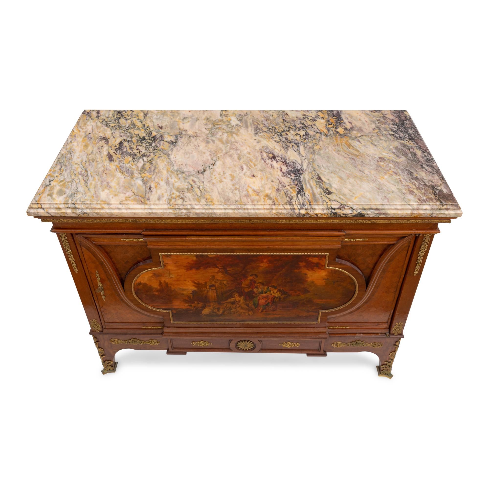 A French Gilt Metal Mounted and Vernis Martin Decorated Side Cabinet