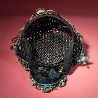 A Chinese Pearl, Jadeite, and Hardstone Ornamented Court Headdress, Dianzi, with Headband, Box, and Four Hairpins, 19th Century 清晚期 珠翠鈿子及遮眉勒一套
