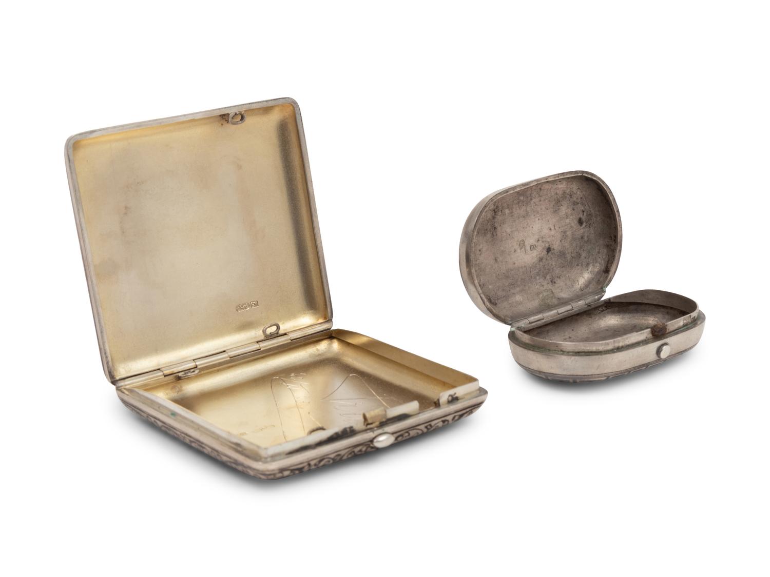 Two Russian Niello Silver Cases