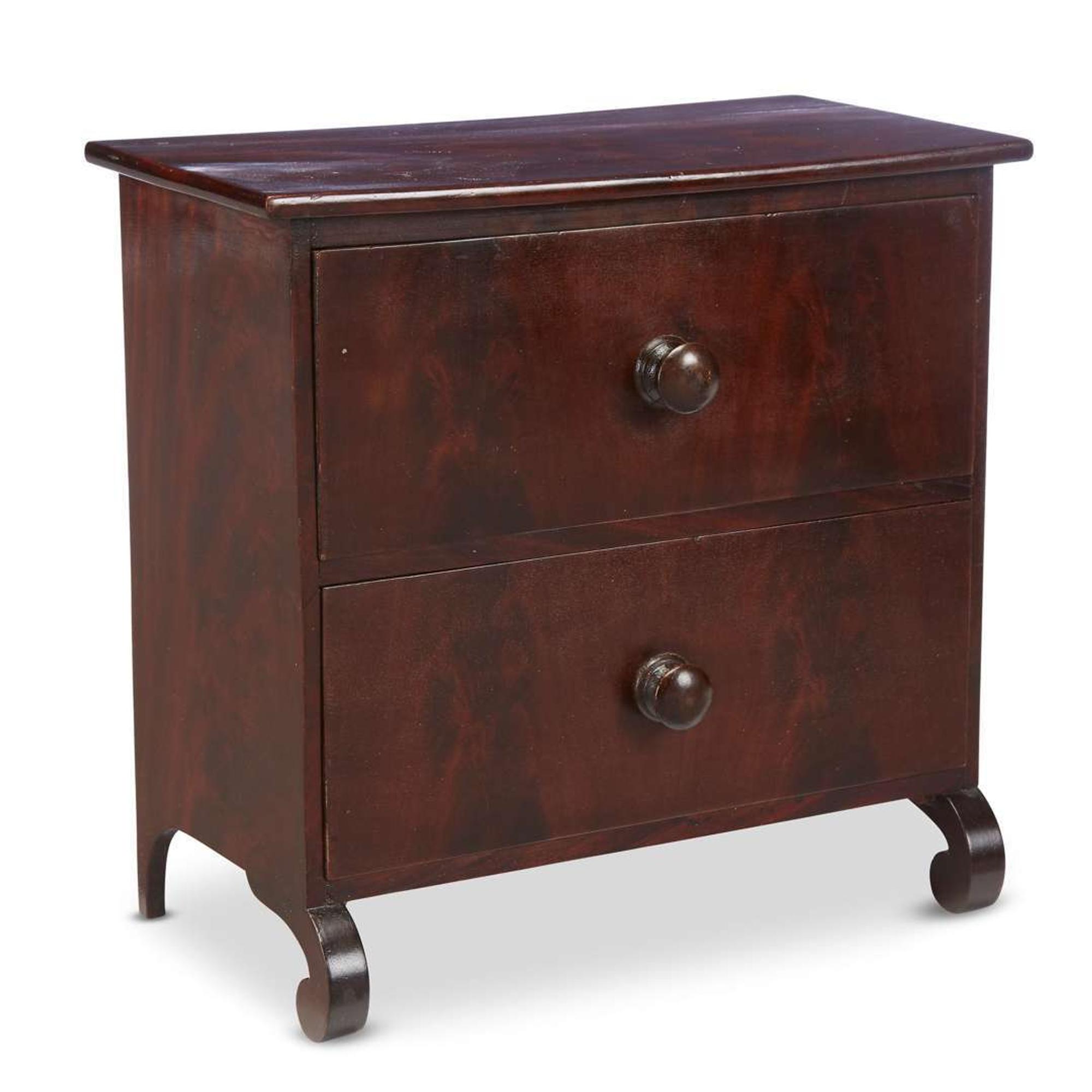 Miniature mahogany two-drawer chest 19th century