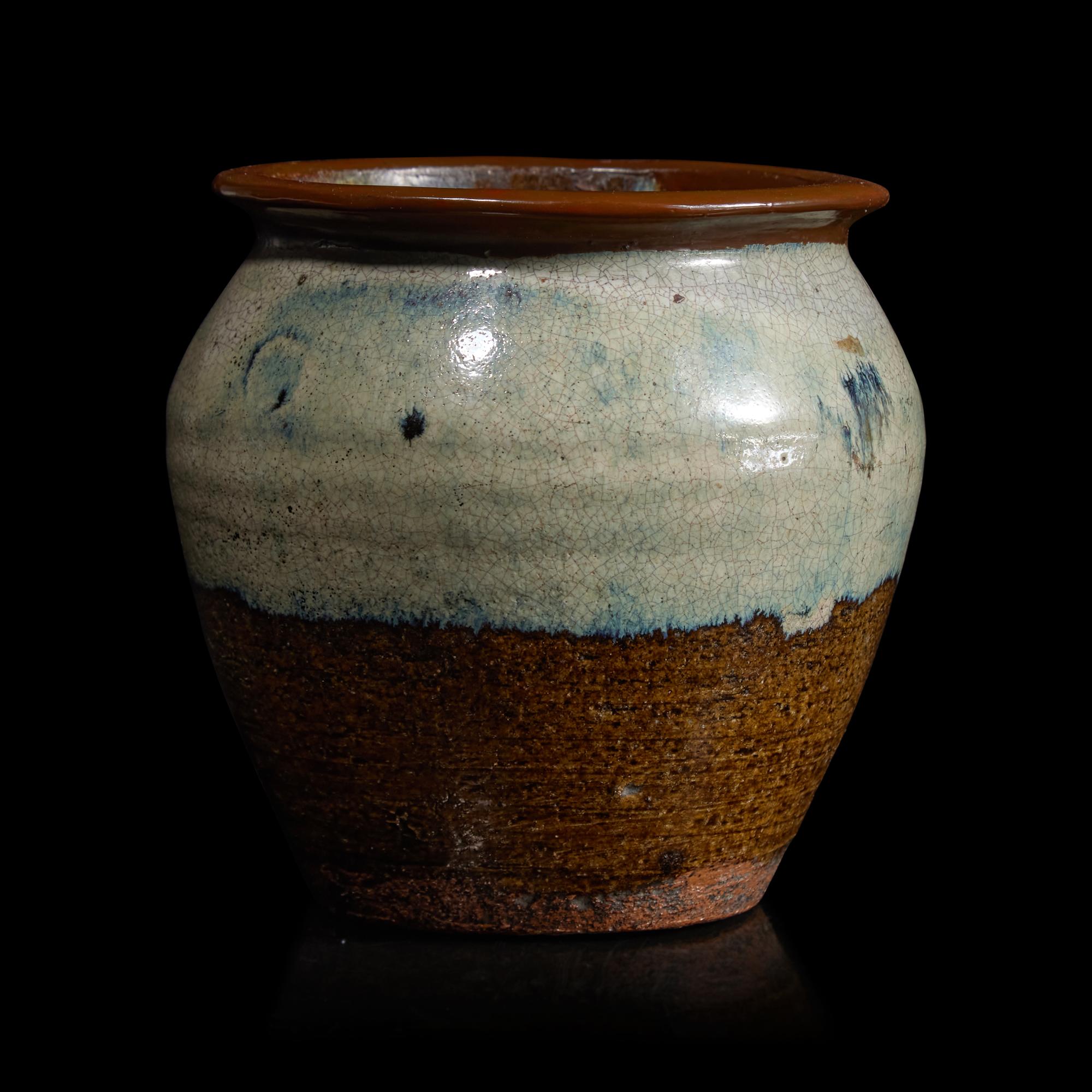 A Small Japanese Phosphatic-Glazed Water Jar Mizusashi, Probably 17th/18th Century