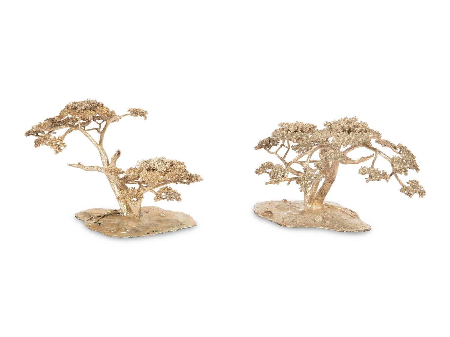 Four Patrick Mavros Silver Acacia Tree Candelabra
