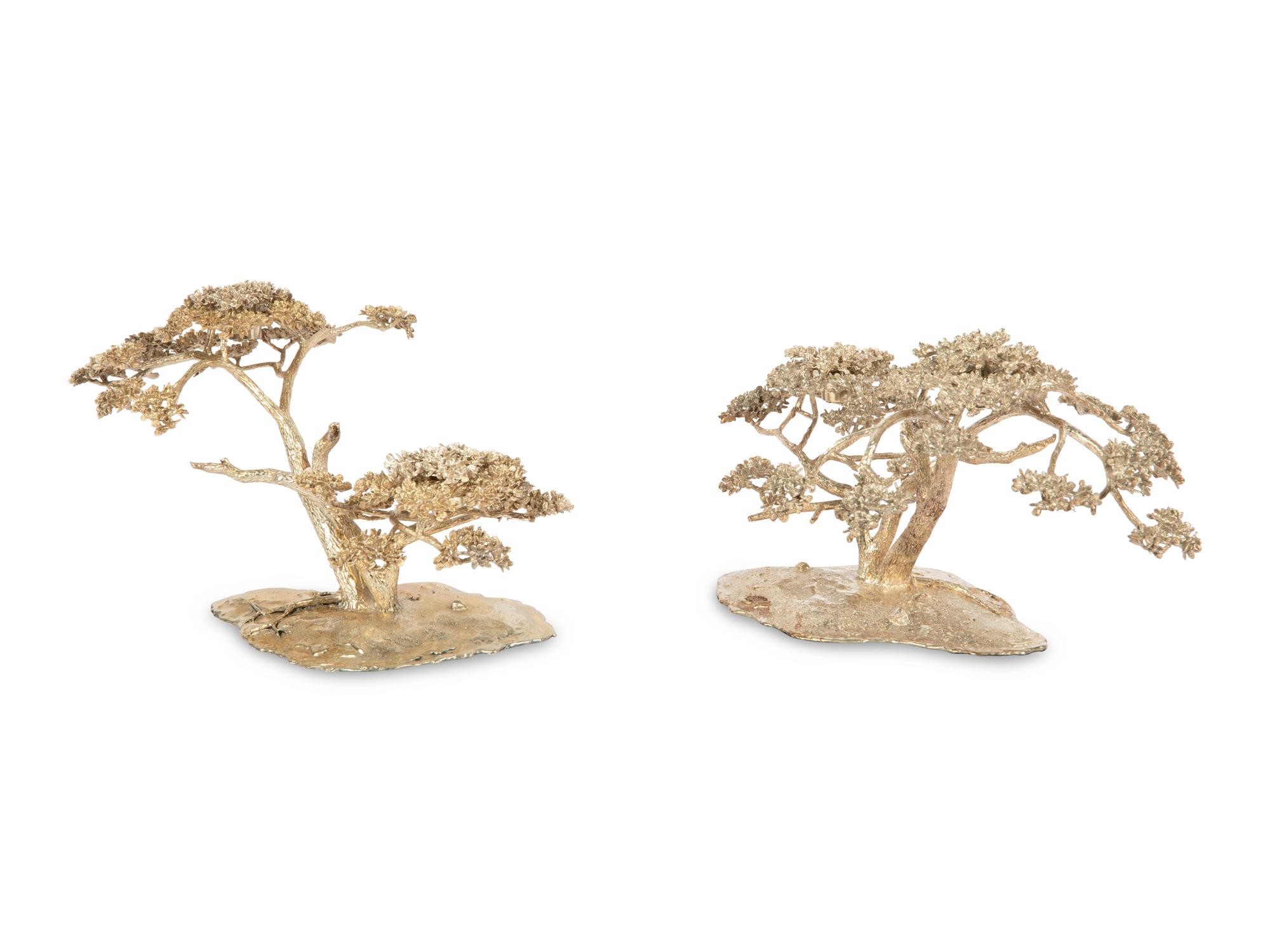 Four Patrick Mavros Silver Acacia Tree Candelabra