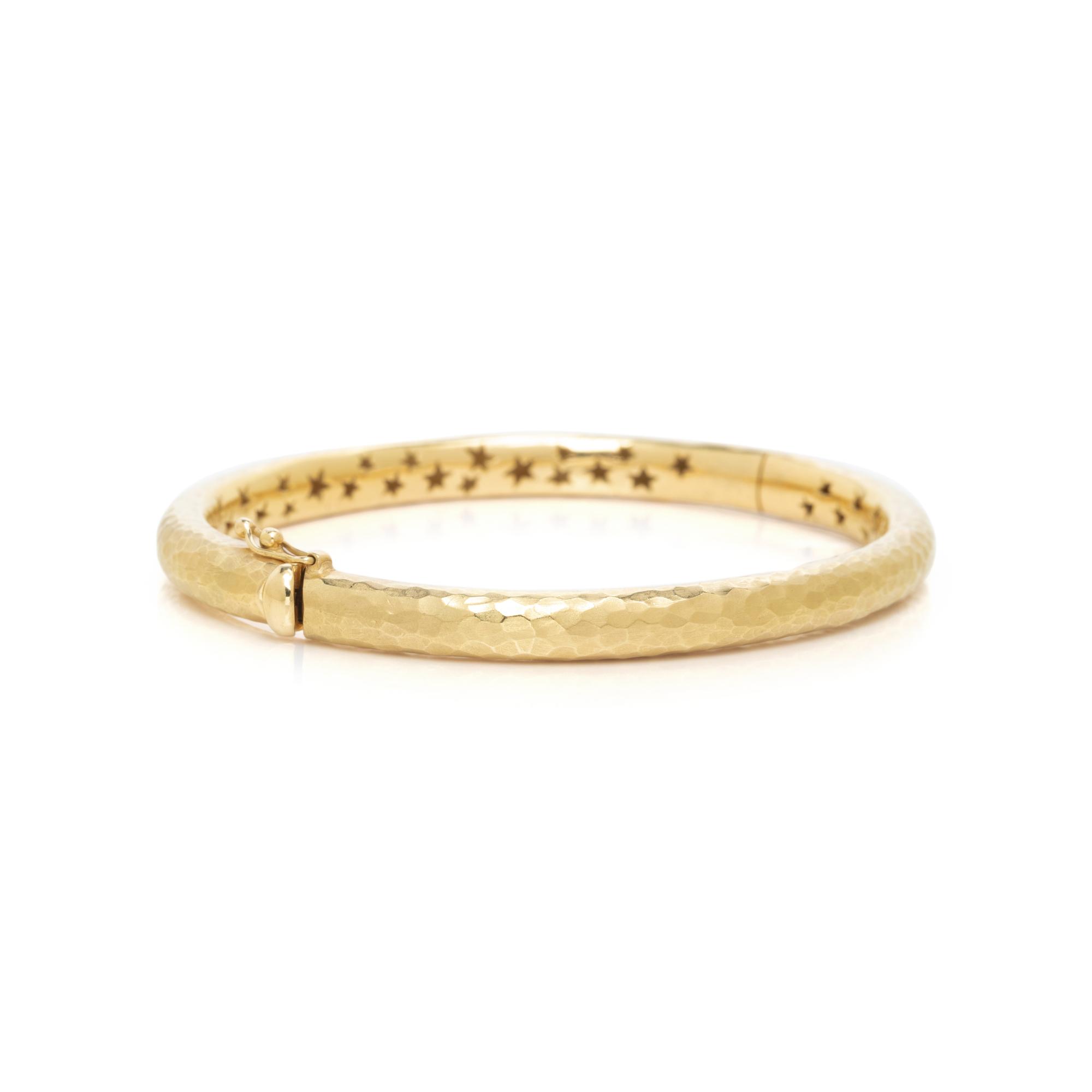 HAMMERED YELLOW GOLD BANGLE BRACELET