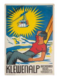 [TRAVEL]. 2 posters advertising ski towns in Switzerland, incl. Klewenalp and St. Moritz.