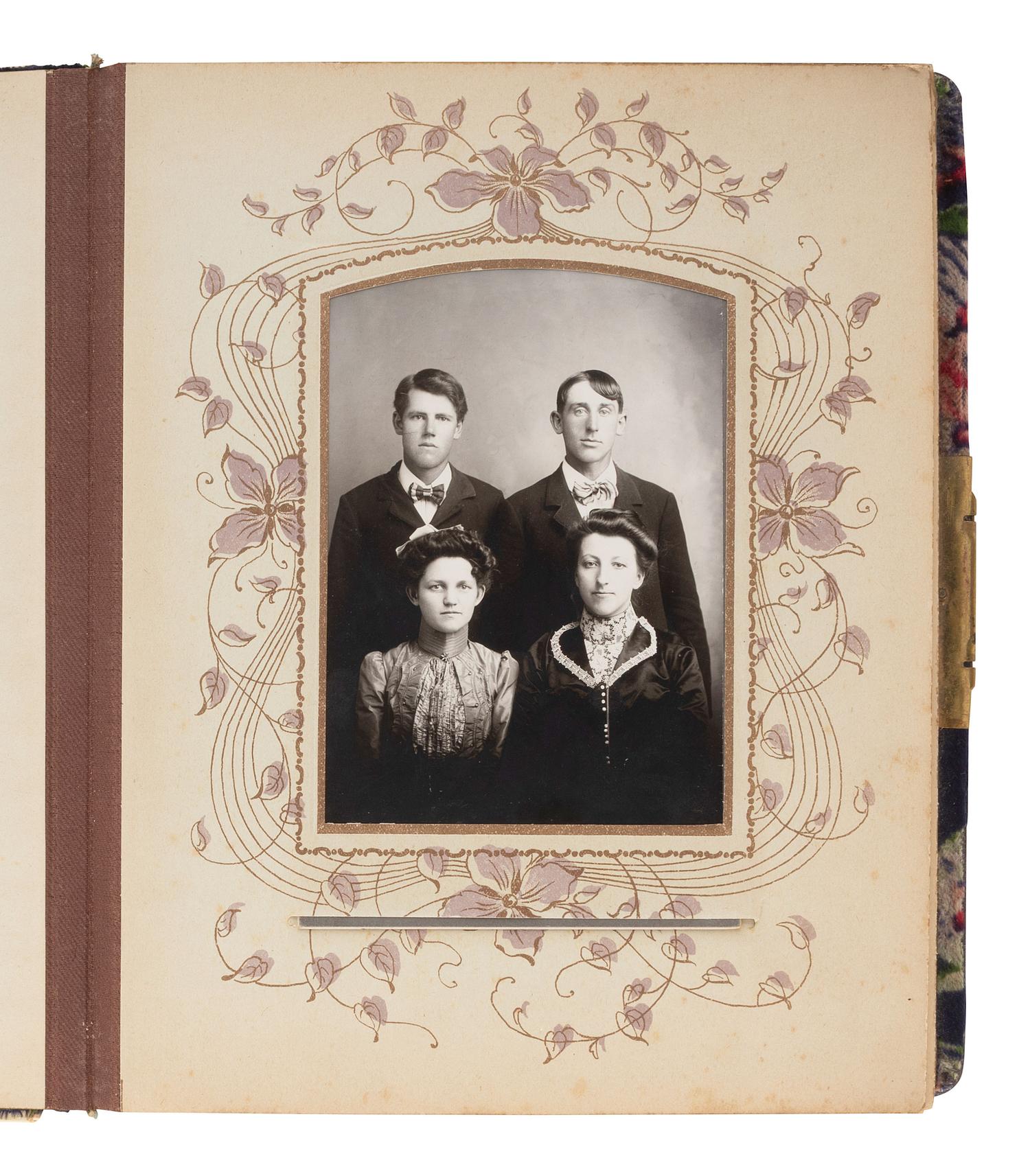 [EARLY PHOTOGRAPHY]. Four albums containing CDVs, tintypes, and cabinet cards of varying subjects.
