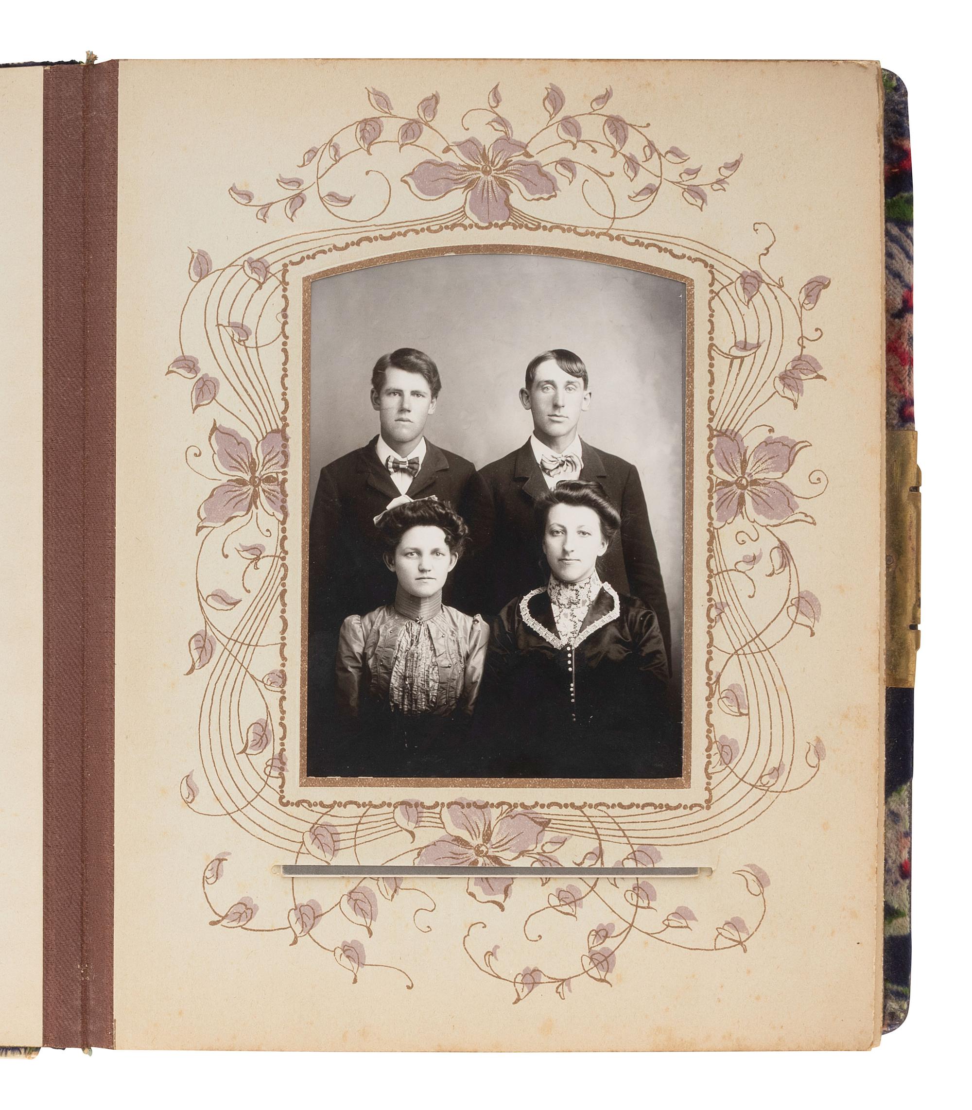 [EARLY PHOTOGRAPHY]. Four albums containing CDVs, tintypes, and cabinet cards of varying subjects.