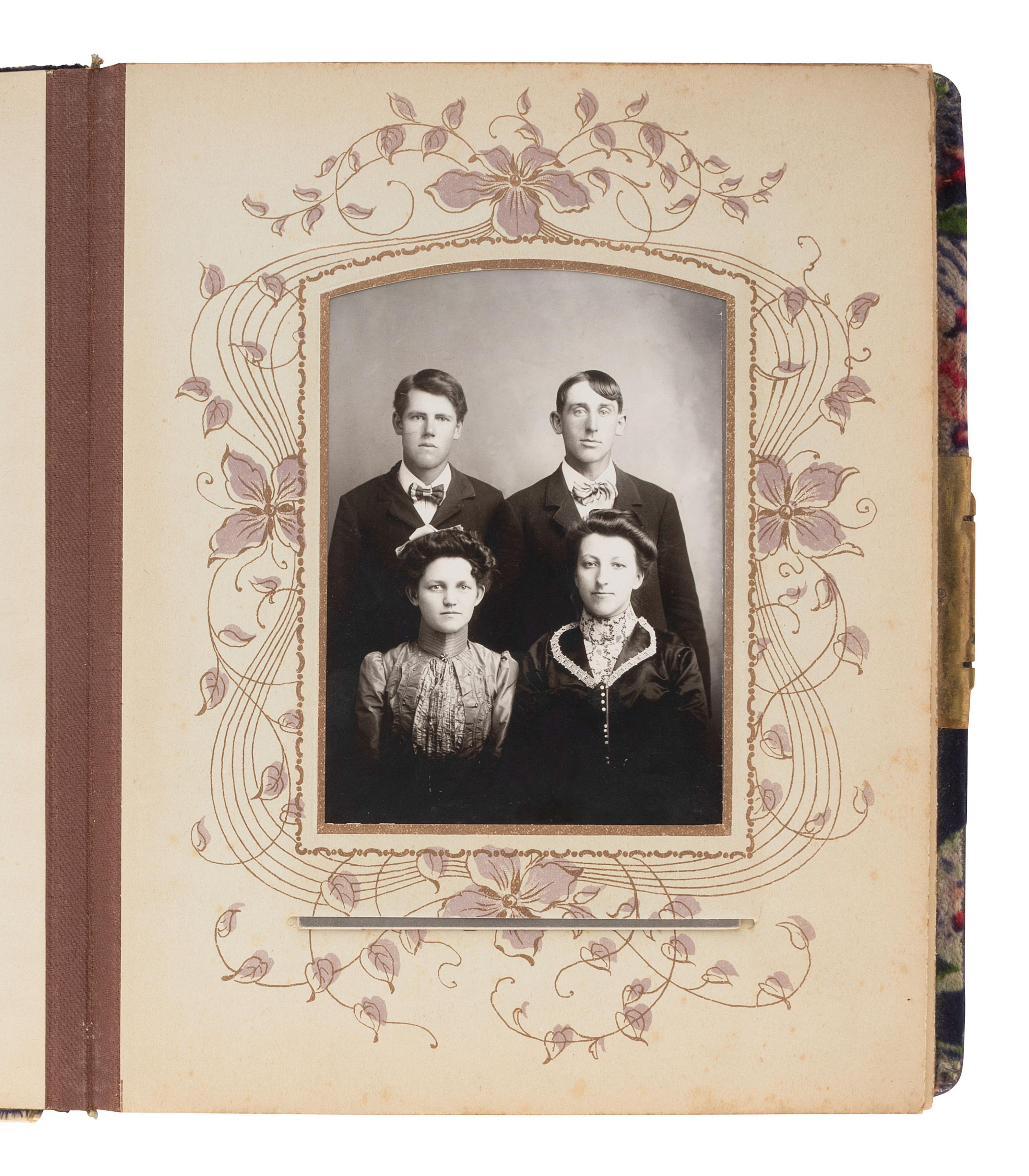 [EARLY PHOTOGRAPHY]. Four albums containing CDVs, tintypes, and cabinet cards of varying subjects.