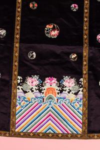 A Set of Aubergine Satin Ground Embroidered Silk Lady's Robe and Skirt