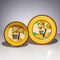 Clarice Cliff (English, 1899–1972) — Appliqué Caravan pattern, Bowl and Platter