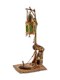 An Austrian Cold-Painted Bronze Animal Trainer Lamp — CIRCA 1900