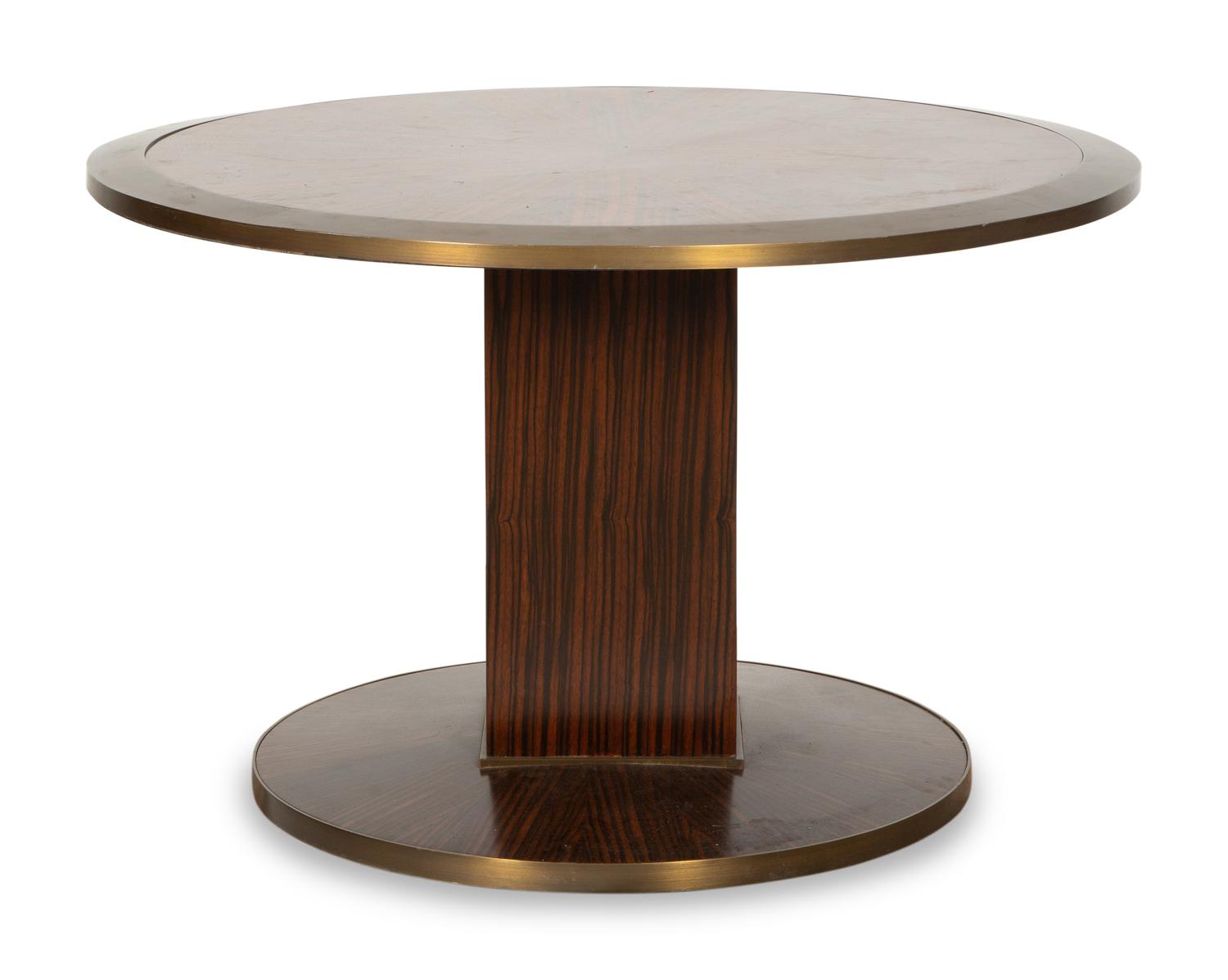 An Art Deco Style Brass Mounted Calamander Low Table