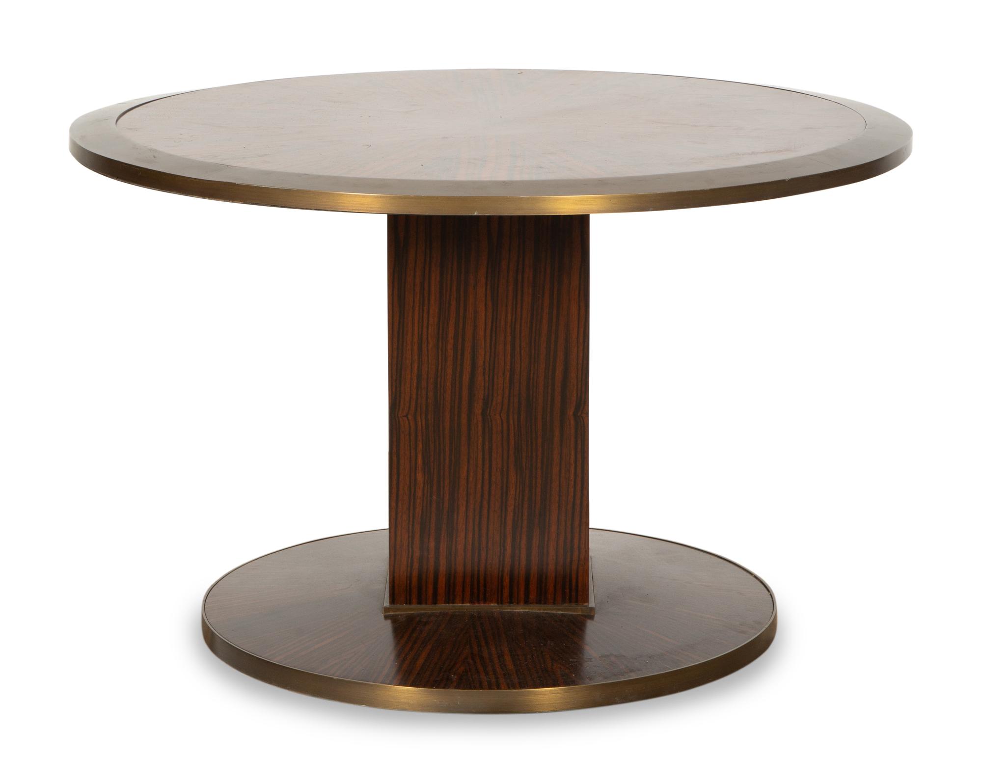 An Art Deco Style Brass Mounted Calamander Low Table