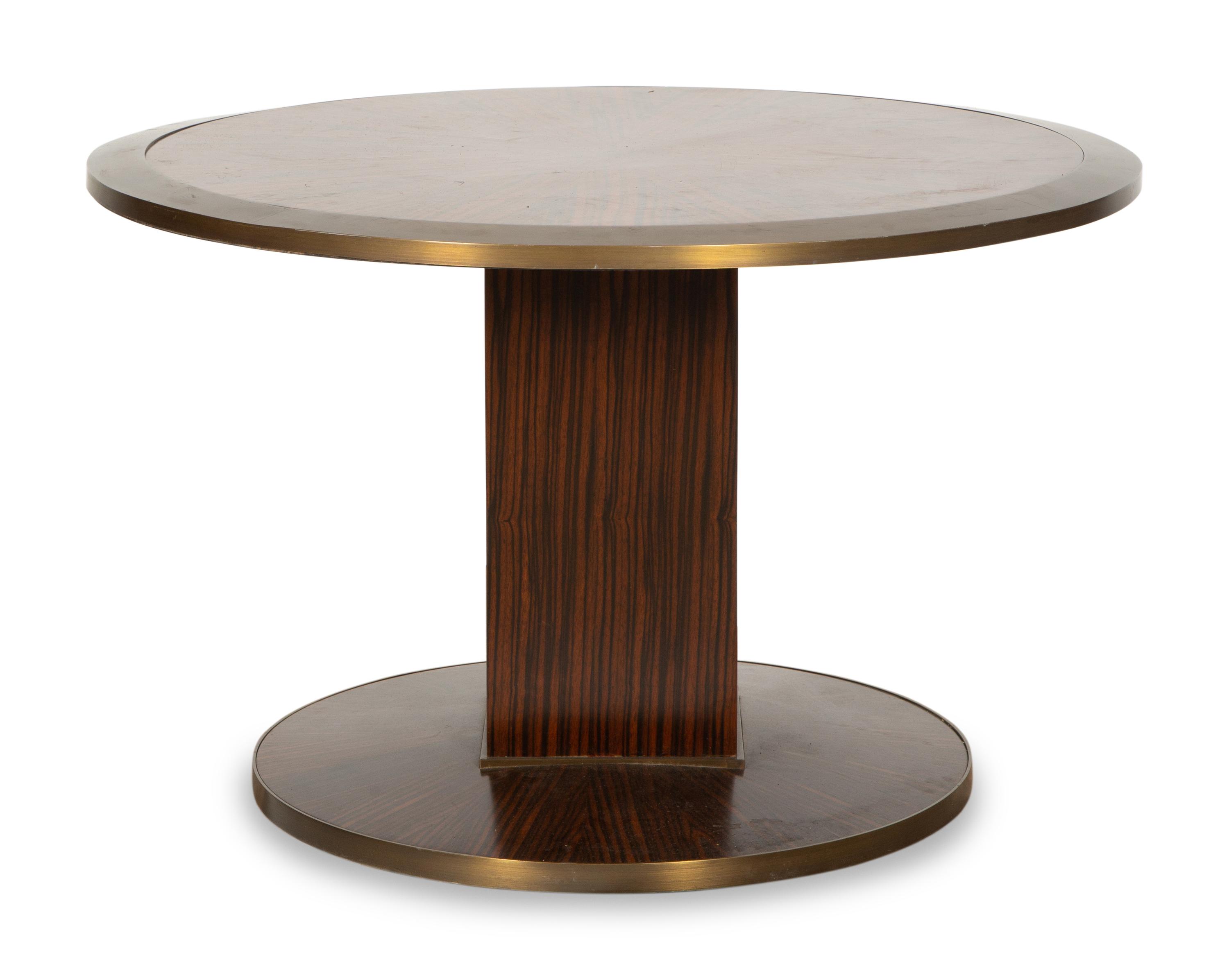 An Art Deco Style Brass Mounted Calamander Low Table