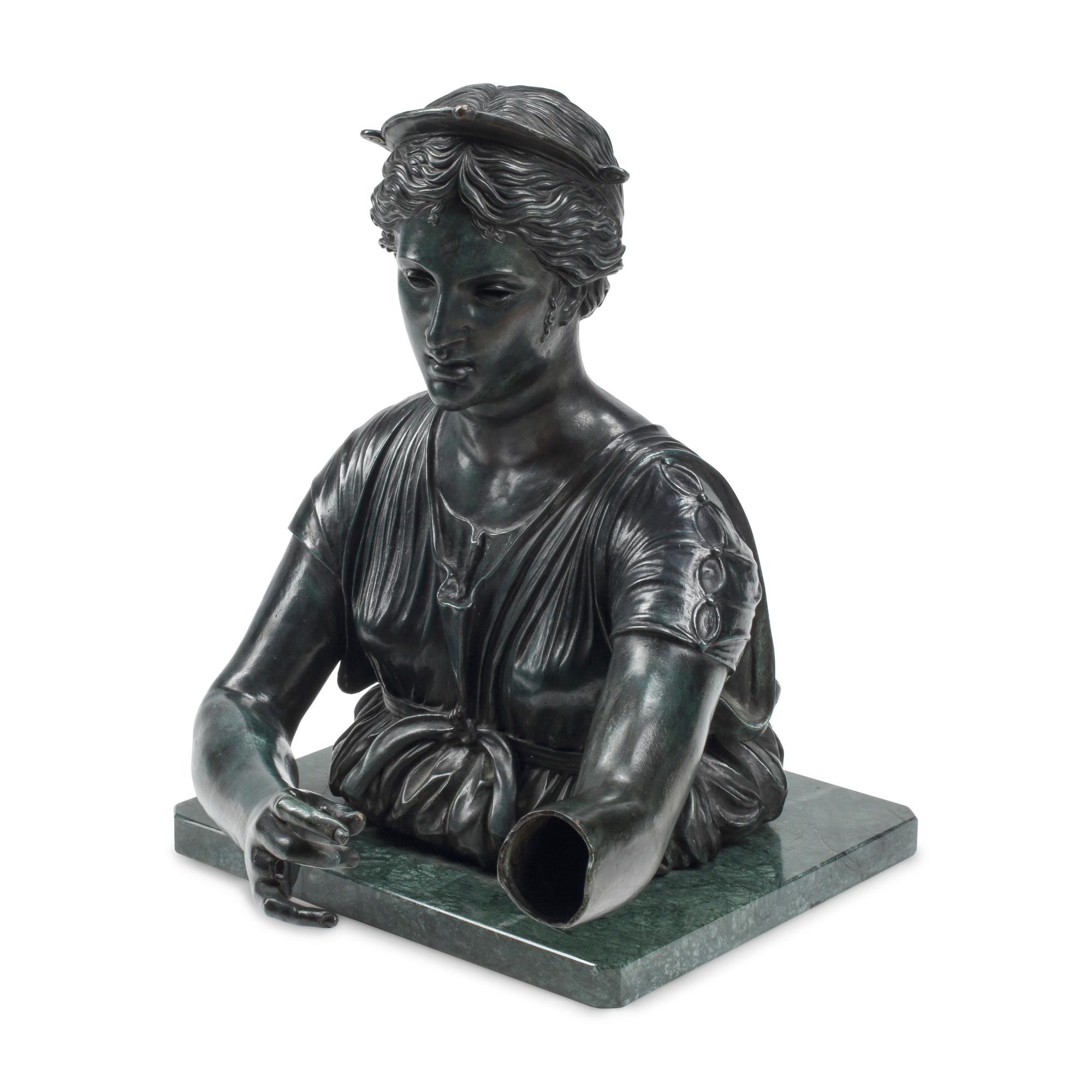 A Patinated Bronze Figure of Diana