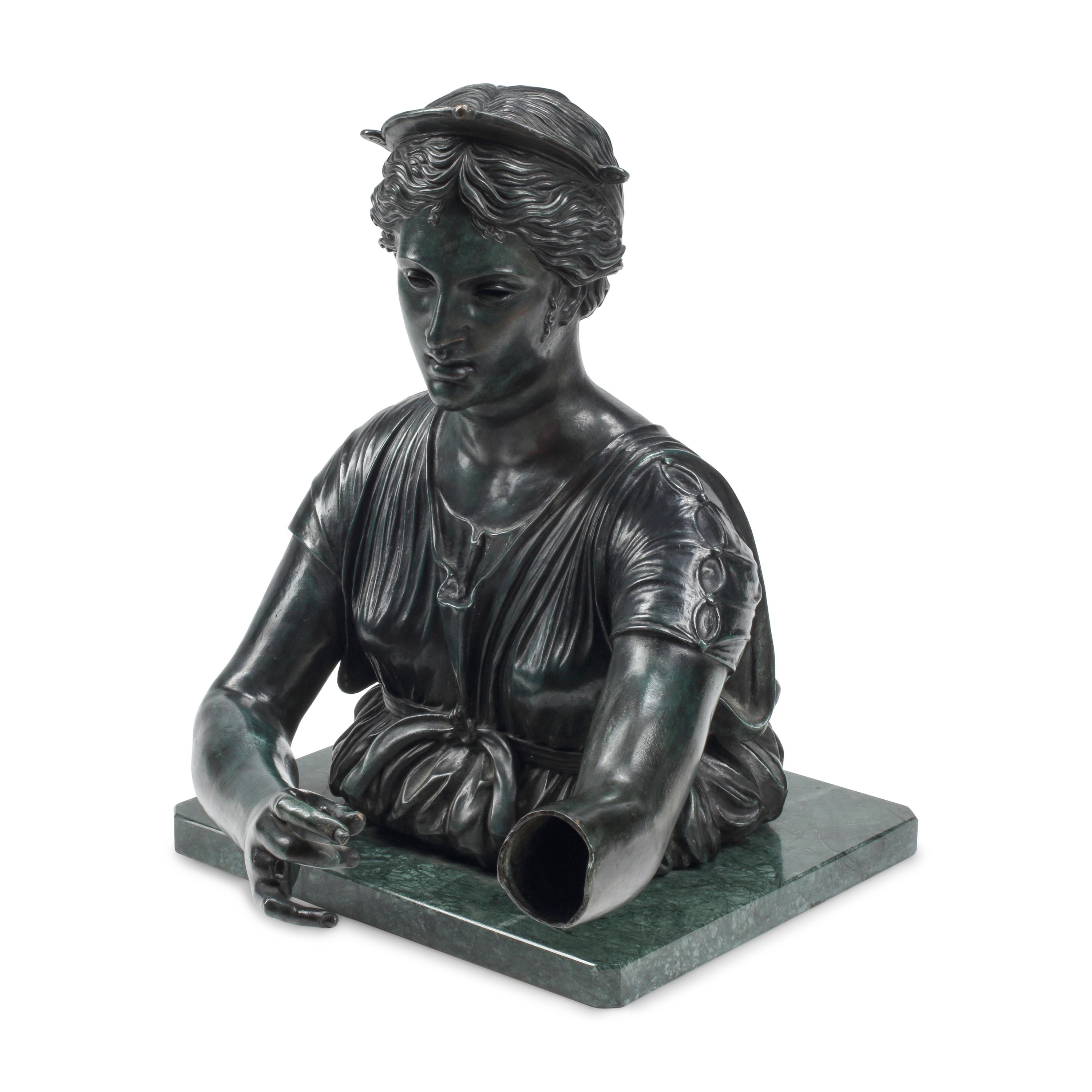 A Patinated Bronze Figure of Diana