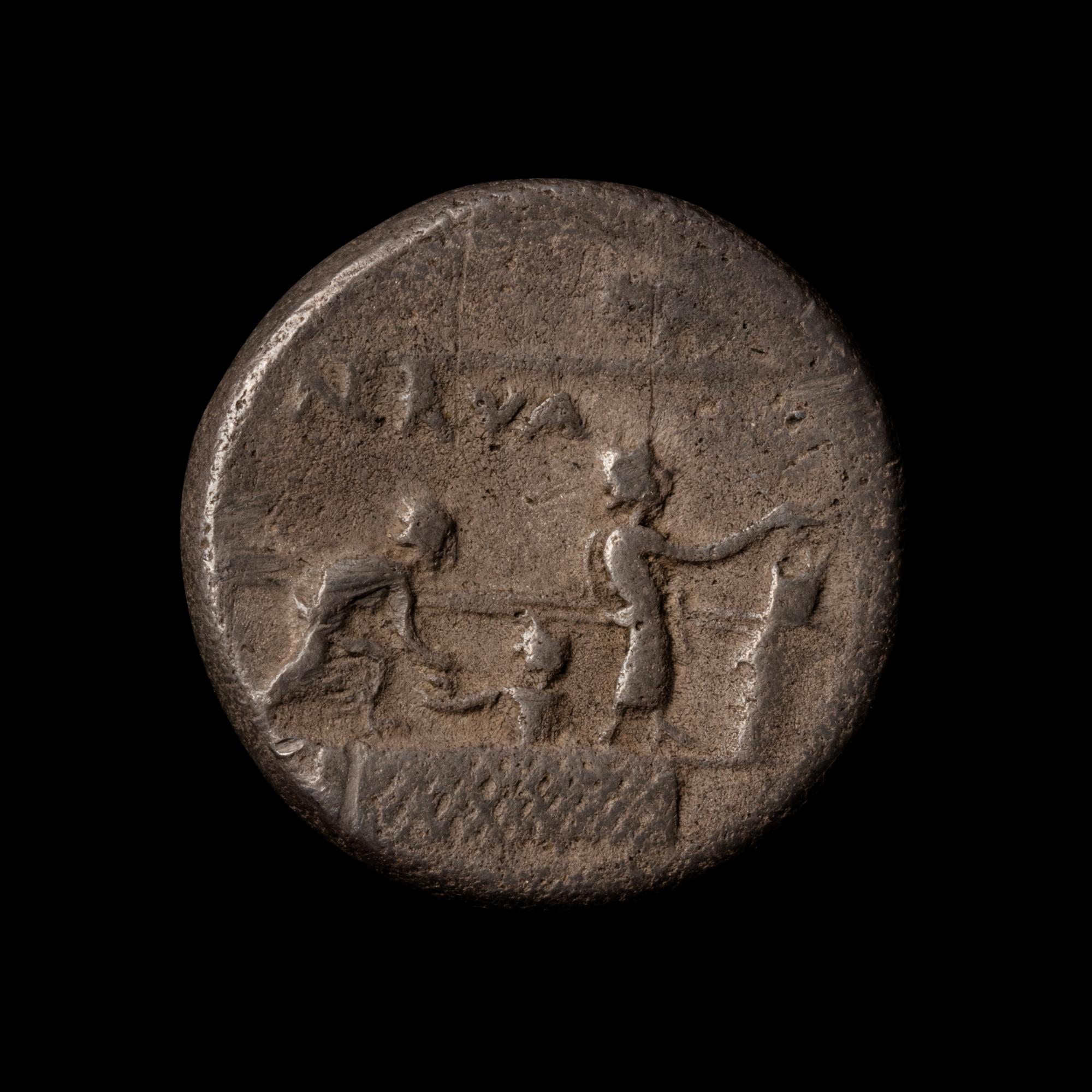 [ANCIENTS] ROMAN REPUBLIC. P. Licinius Nerva (c. 113-112 BC). Ar Denarius, (3.8g, 16mm); the reverse featuring three citizens voting in the Comitum .