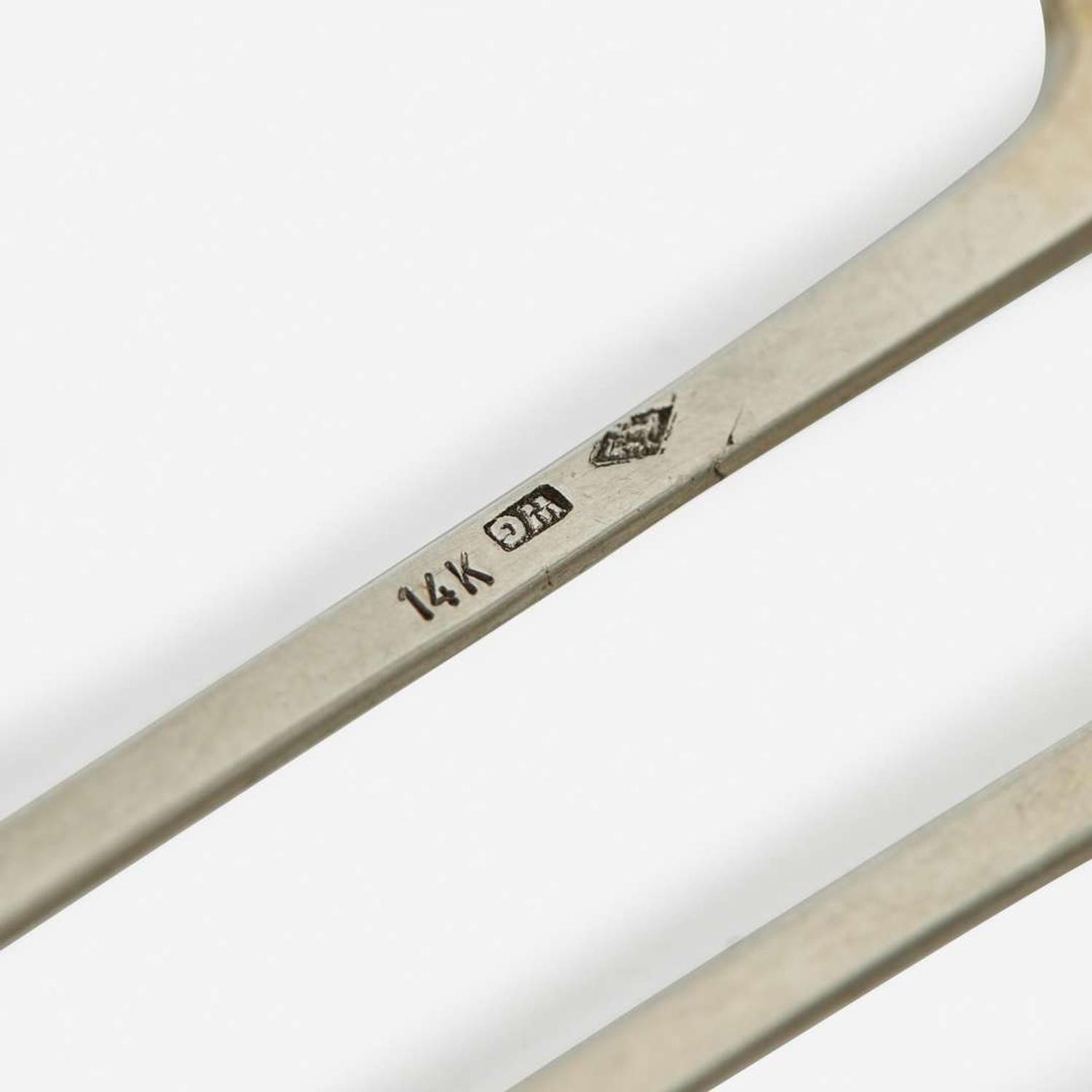 A 14K White Gold and Jade Hairpin
