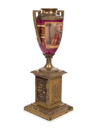 A Vienna Style Gilt Bronze Mounted Porcelain Urn