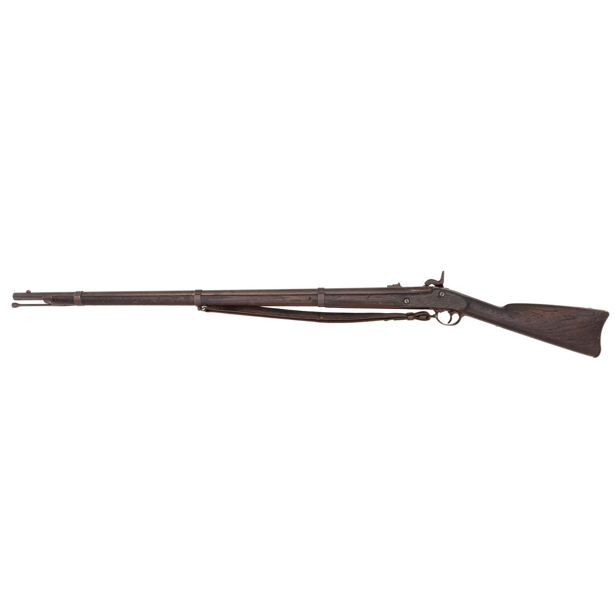Model 1861 US Springfield rifle musket dated 1861 with bayonet and frog.