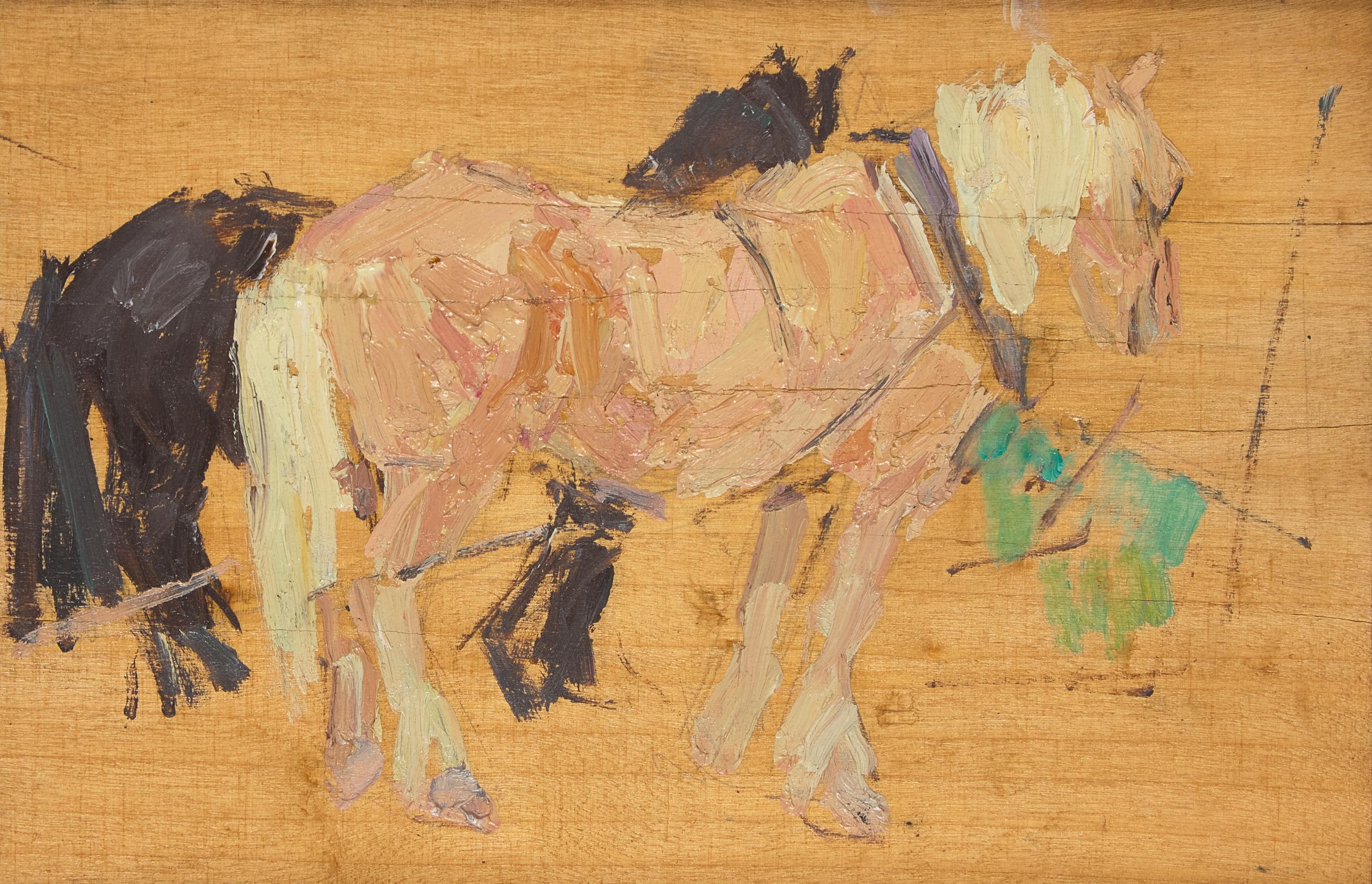 Leon Schulman Gaspard (American/Russian, 1882-1964) — Horses Palamino and Black in Harness