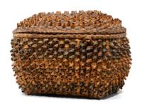 Northeastern Lidded Basket, with Polychrome Porcupine Twists
