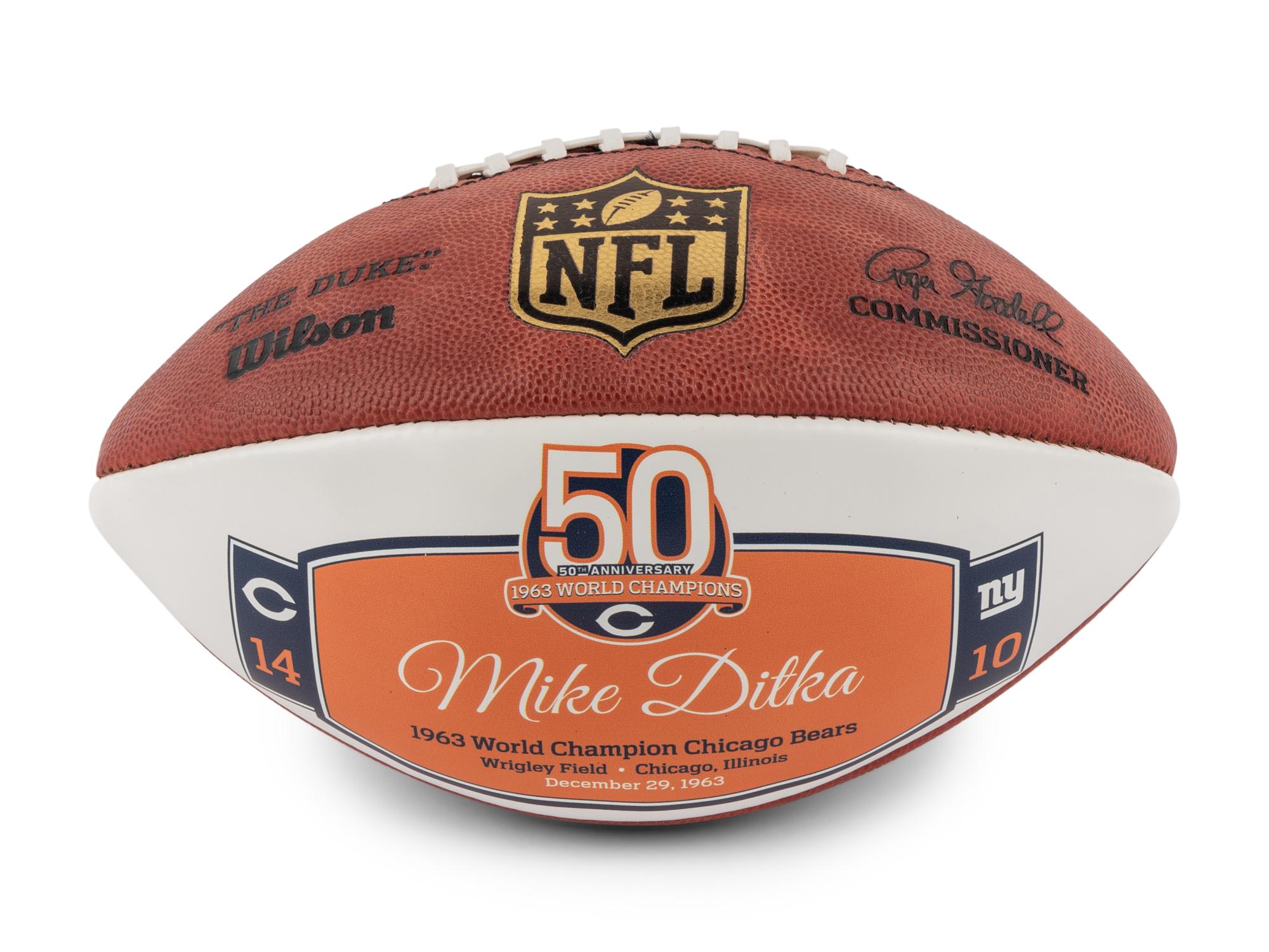 A Chicago Bears 1963 World Champions Commemorative Football Presented to Mike Ditka Formerly Displayed in Ditka's Chicago Home