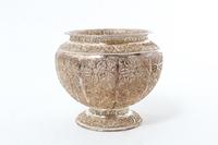 A Silvered Metal Filigree Footed Bowl, , of baluster form, with a fitted box.