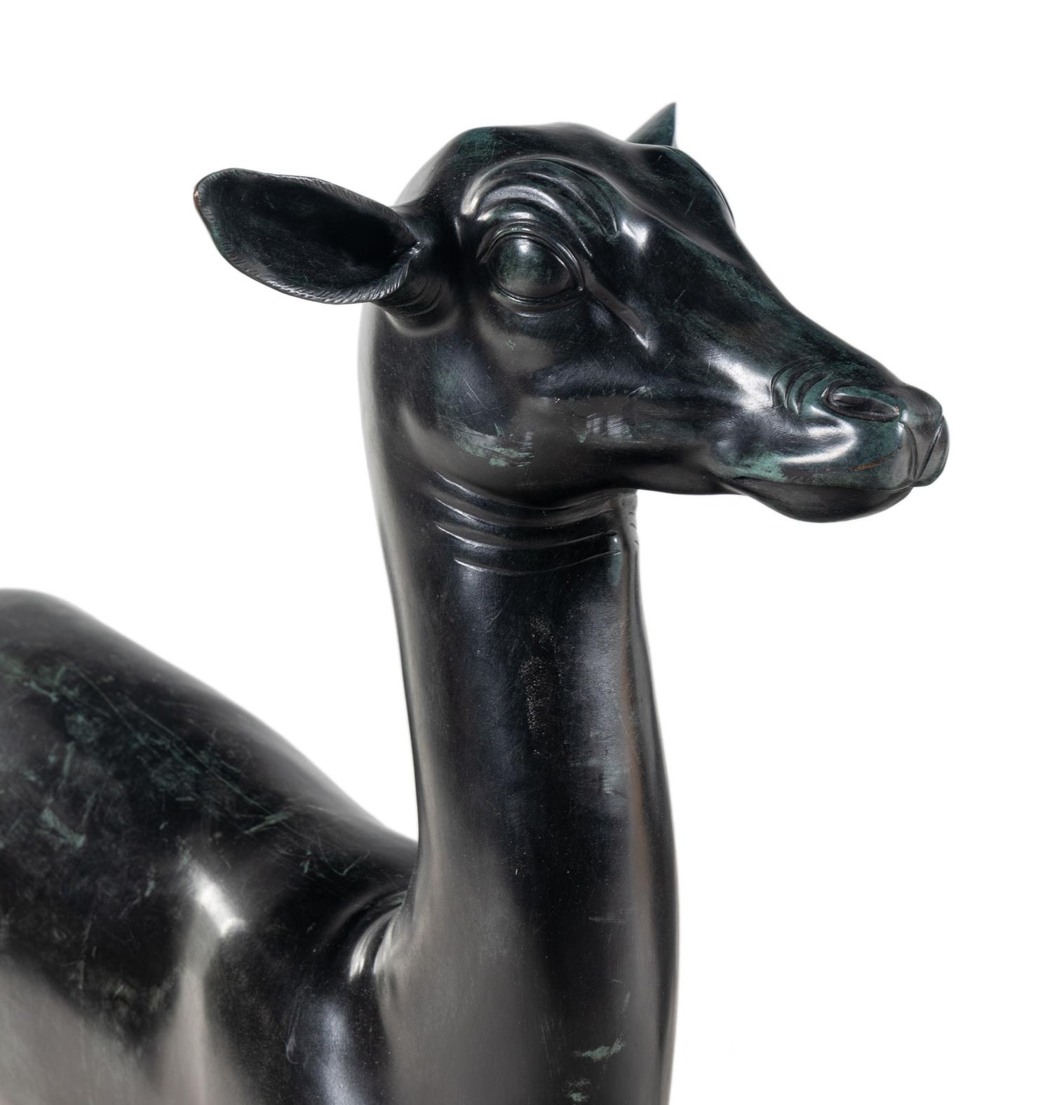 A Pair of Italian Bronze Figures of Pompeiian Fallow Deer After the Antique