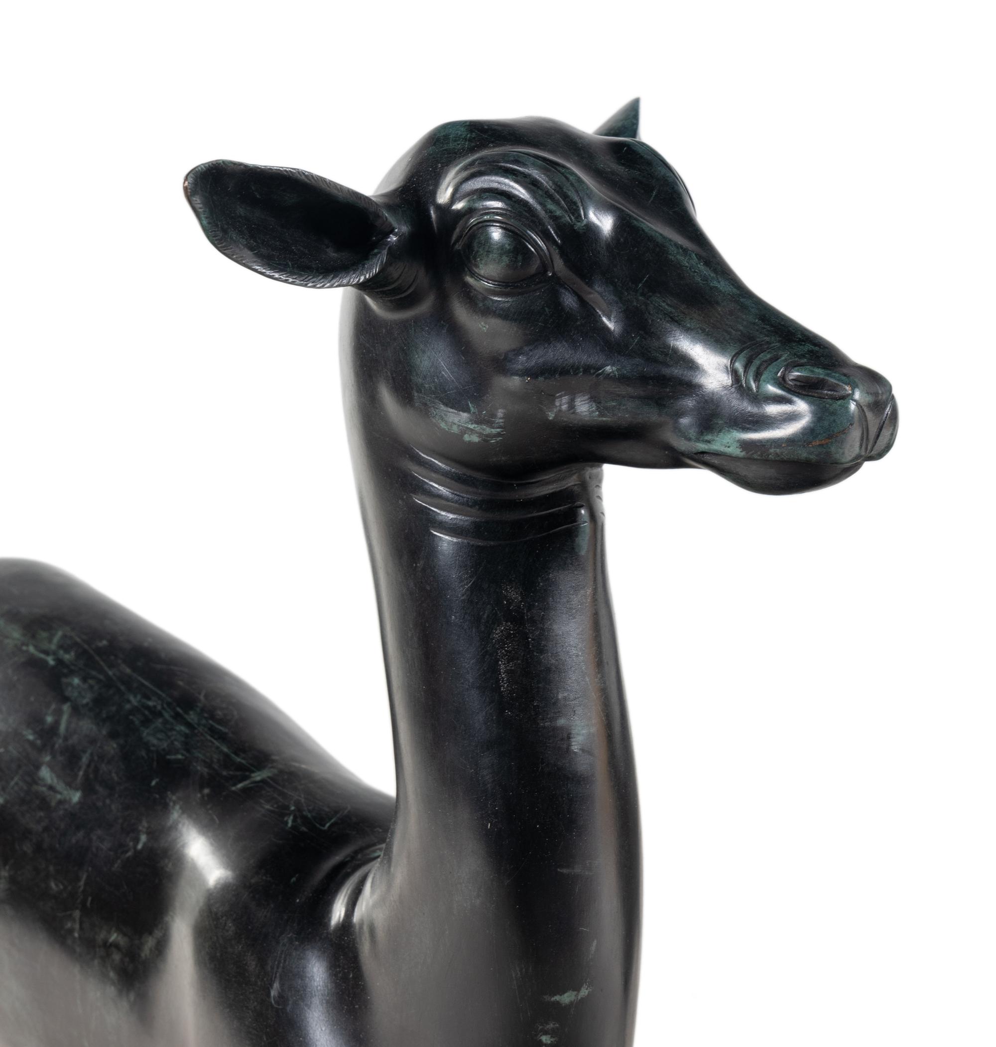 A Pair of Italian Bronze Figures of Pompeiian Fallow Deer After the Antique