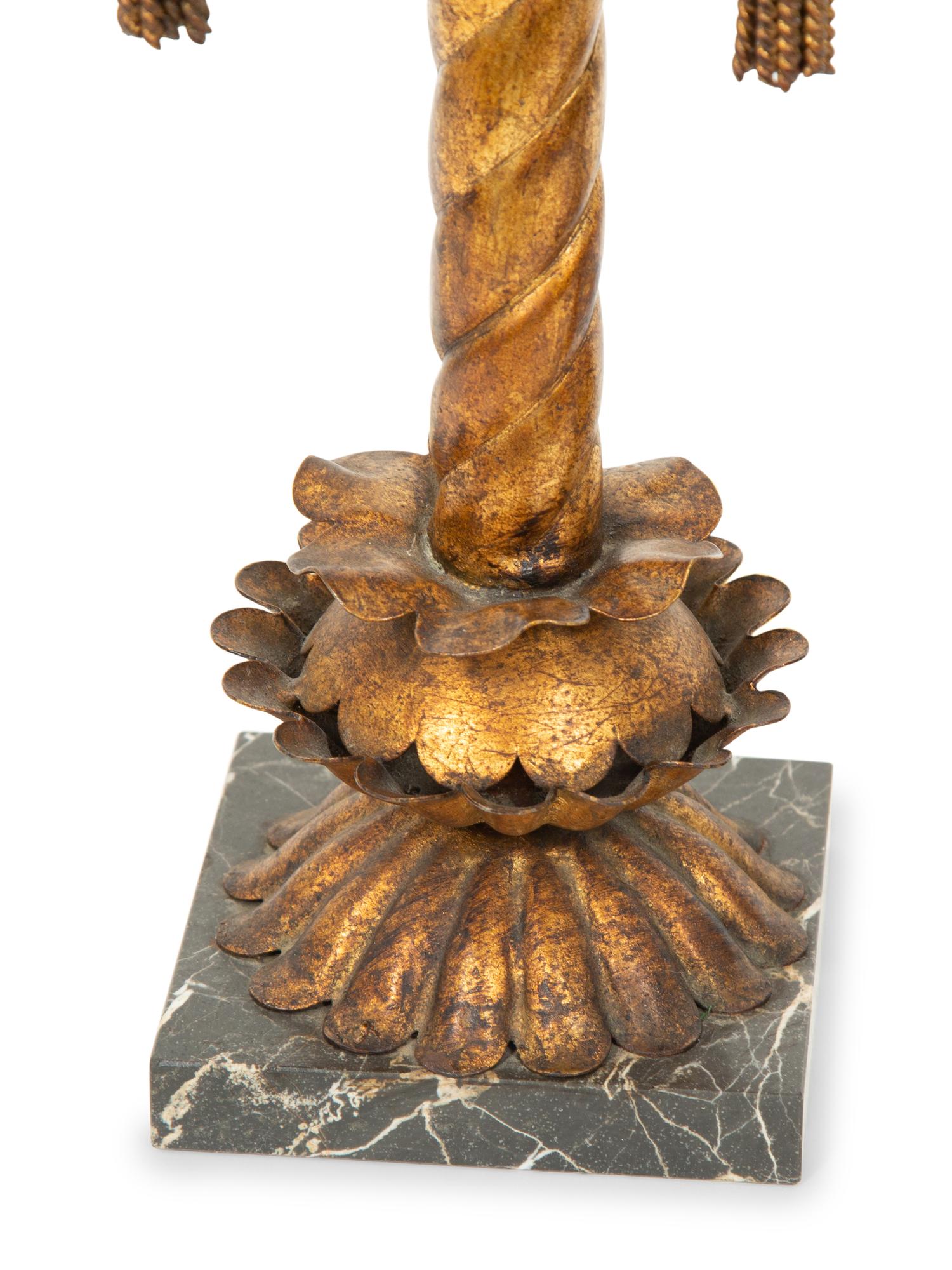 A Pair of Gilt Metal Palm Tree Table Lamps