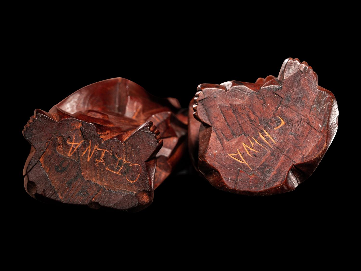 Four Chinese Carved Hardwood Figures
