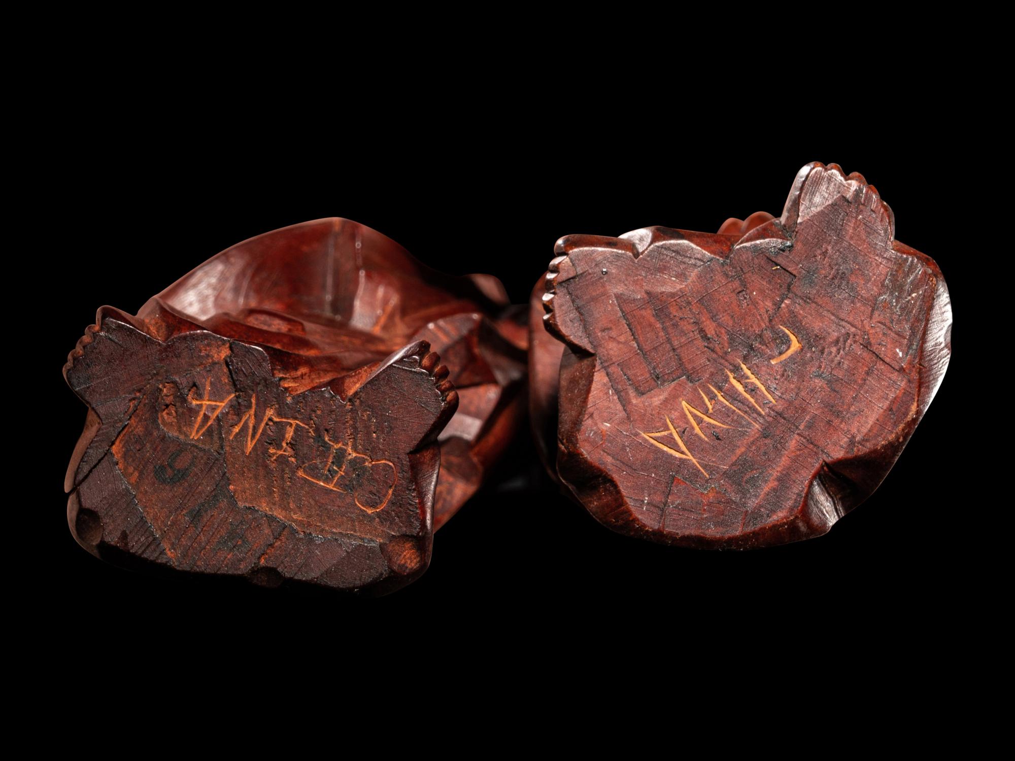 Four Chinese Carved Hardwood Figures